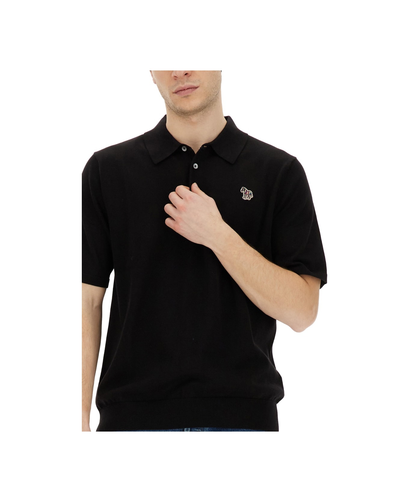 PS by Paul Smith Polo Shirt With Zebra Patch - BLACK ポロシャツ