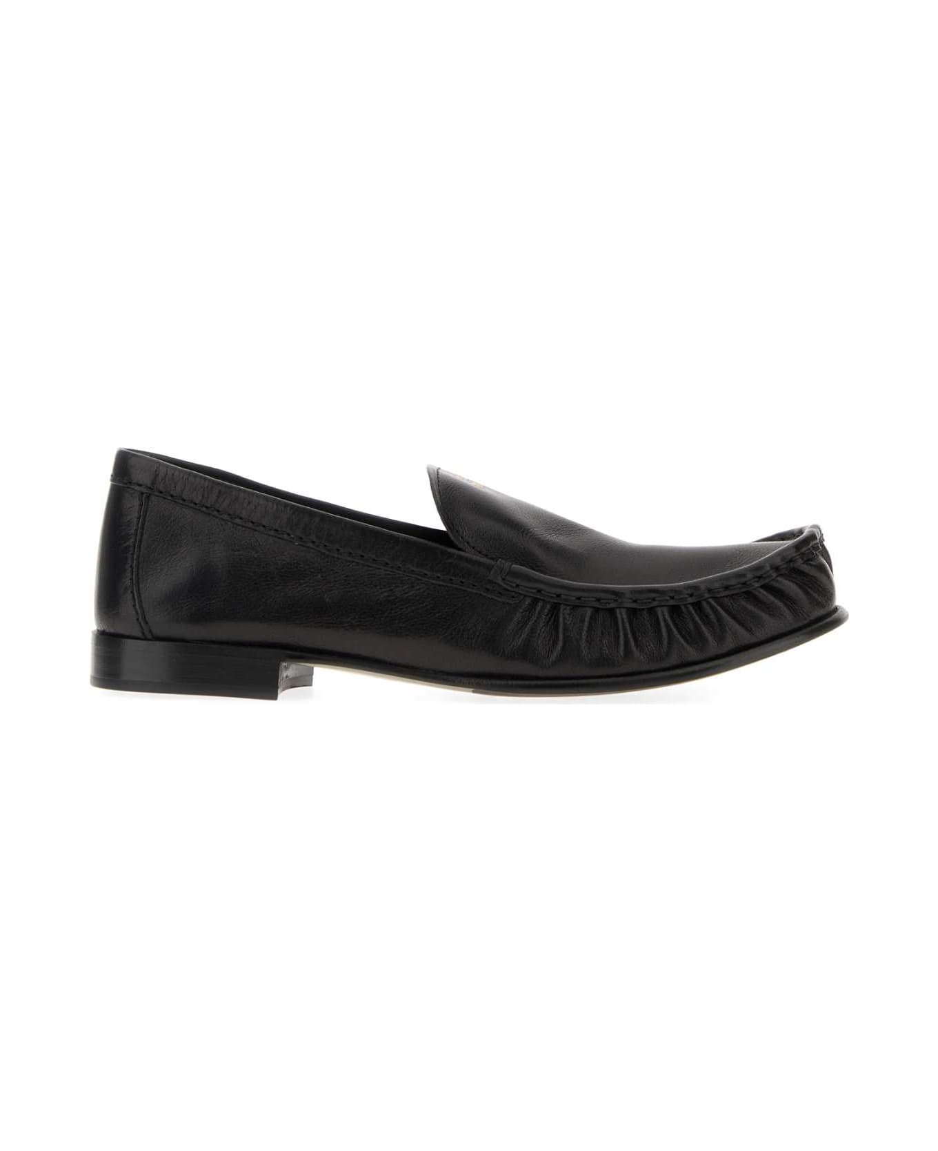 Miu Miu Black Leather Loafers - NERO