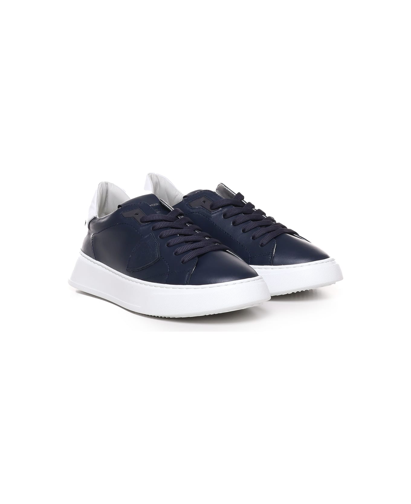 Philippe Model Temple Sneakers With Logo Application - Blu navy