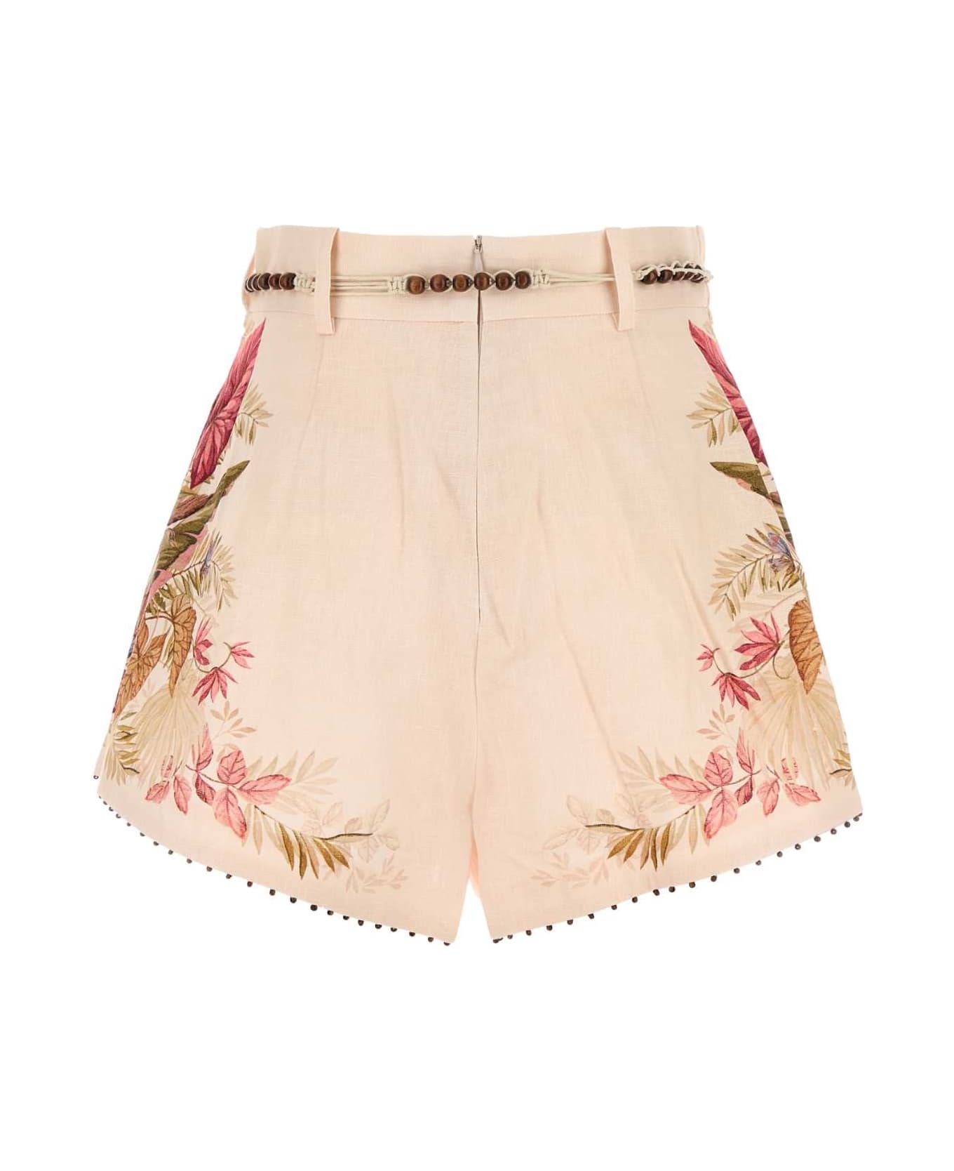 Zimmermann Printed Linen Ascension Shorts - CREAMPALMFLORAL