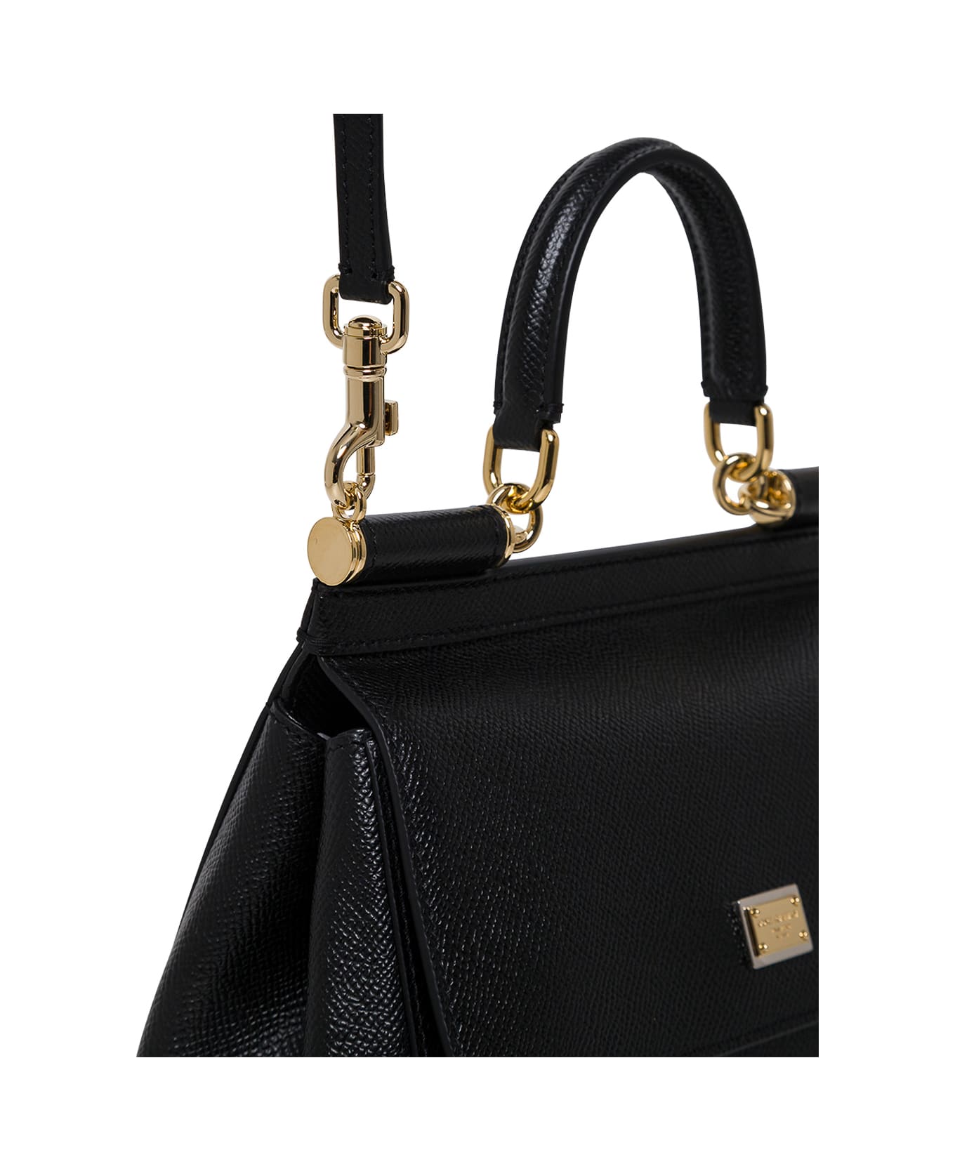 Dolce & Gabbana Woman's Sicily Dauphine Leather Handbag - Black