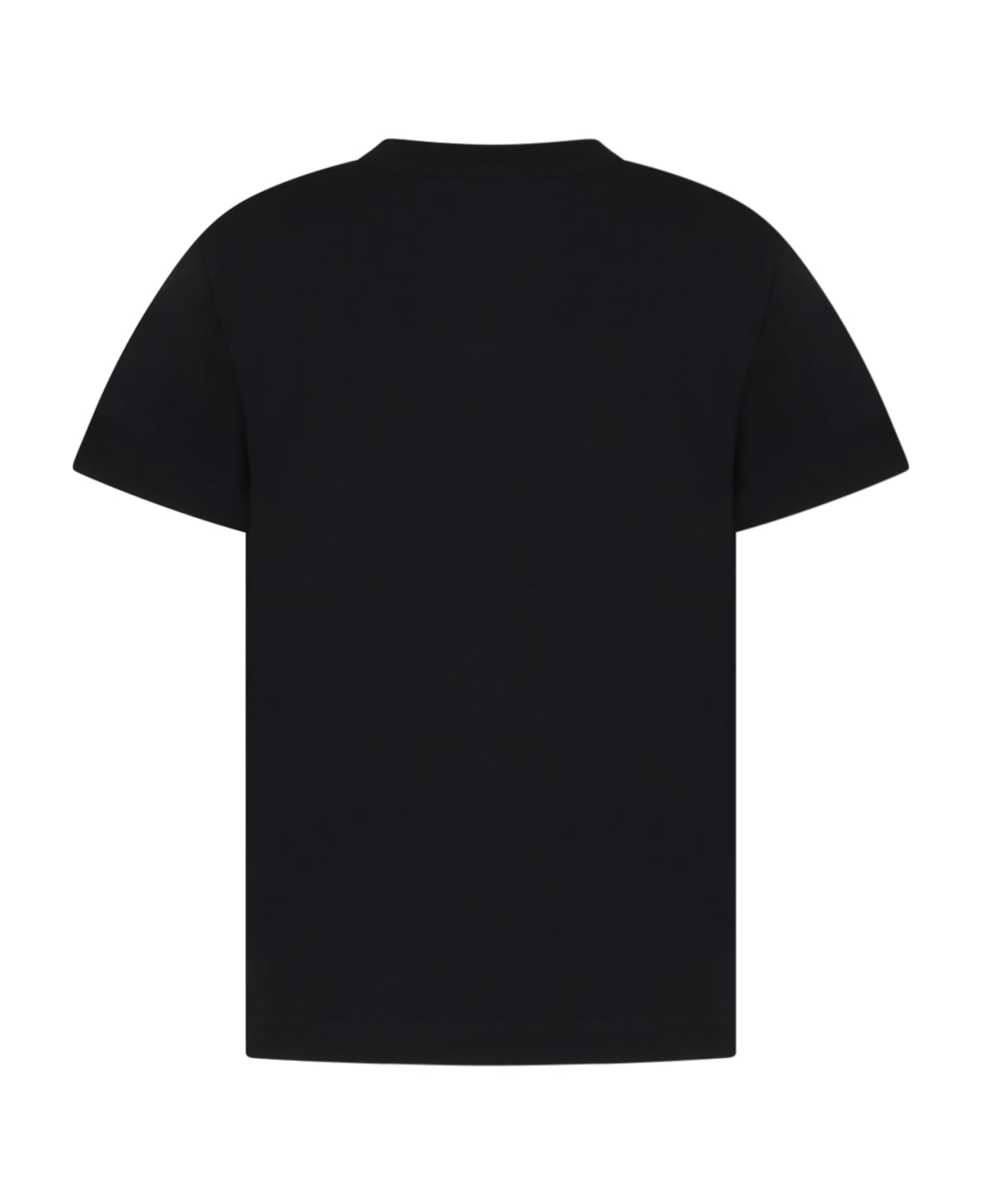 Moncler Black T-shirt For Boy With Logo Patch - Black