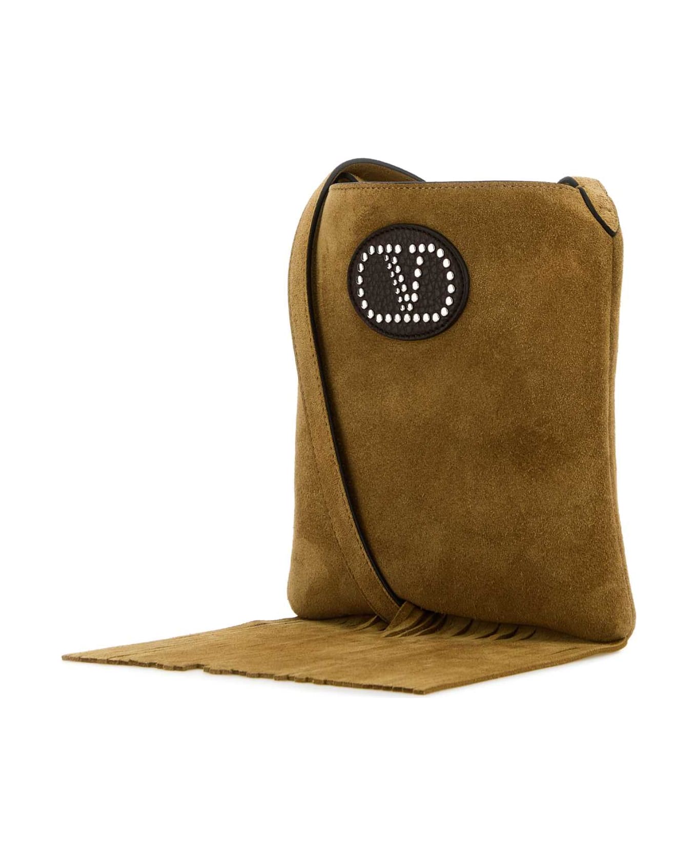 Valentino Garavani Camel Suede Nellcã´te Crossbody Bag - HAVANABEIGEFONDANT