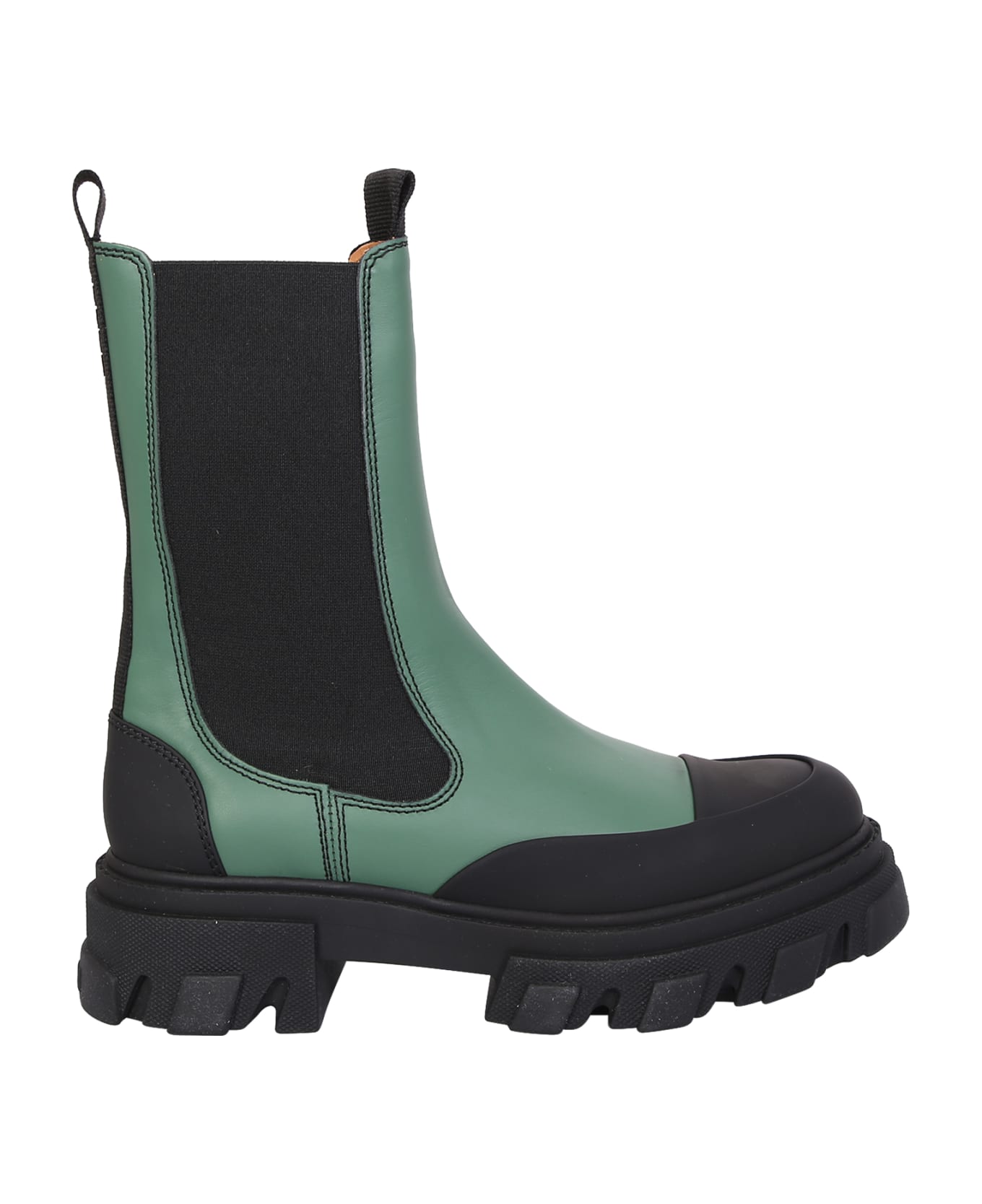 Ganni Leather Chelsea Boots - Green