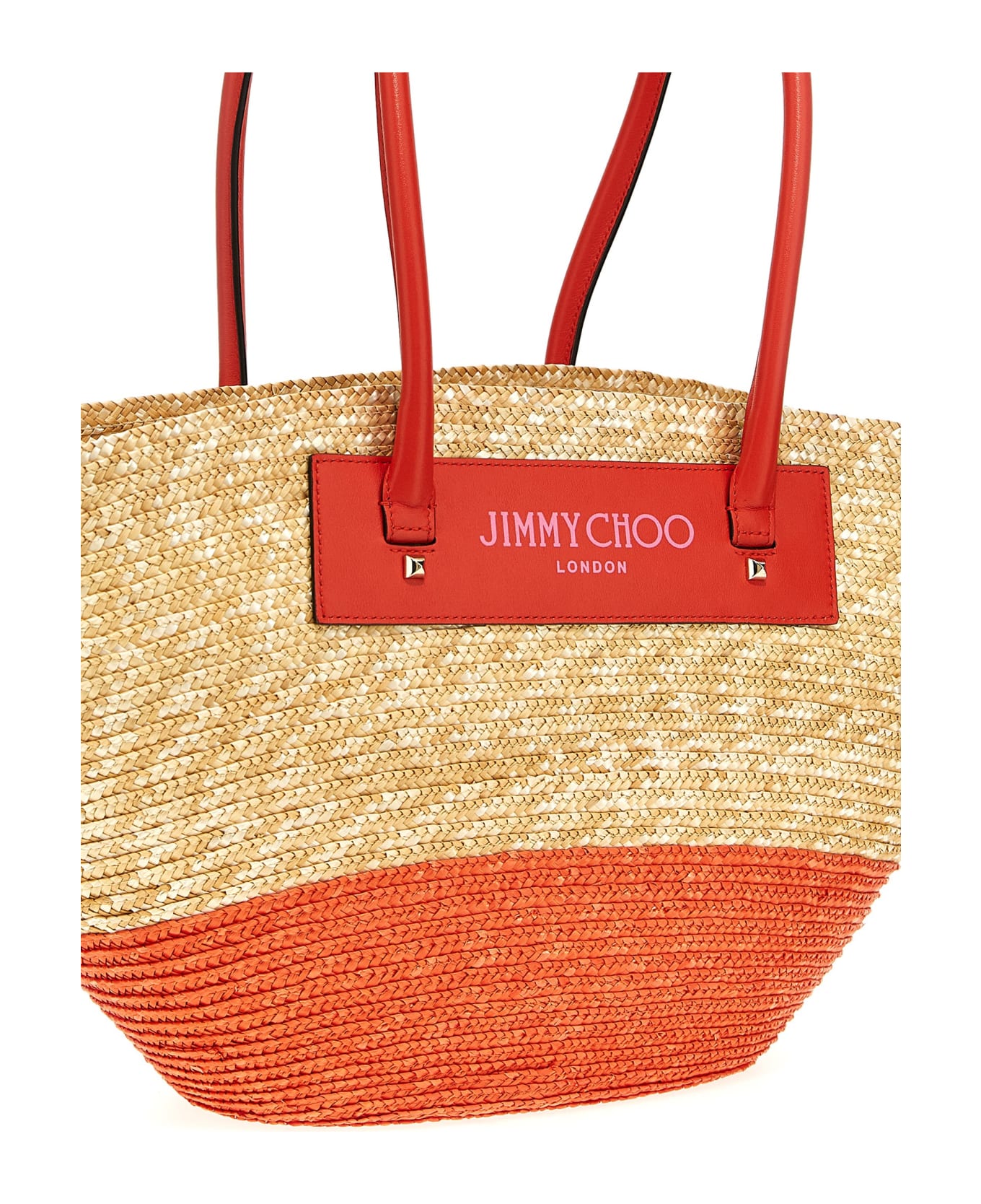 Jimmy Choo 'beach Basket Tote/m' Shopping Bag - Fuchsia