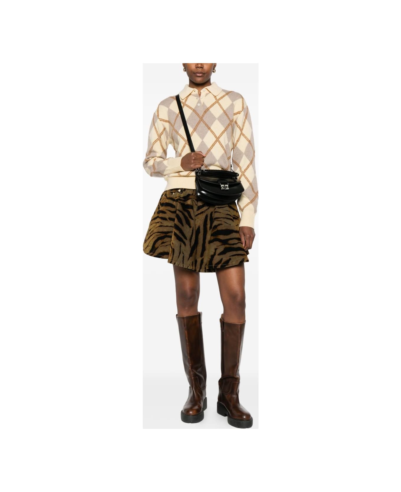 Ganni Denin Mini Skirt - BROWN