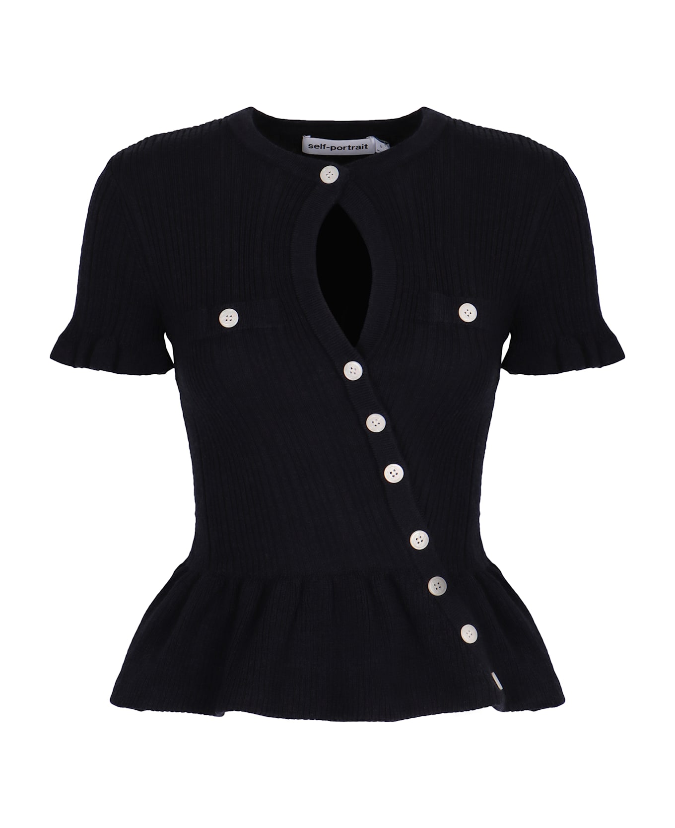 self-portrait Asymmetrical Knitted Top - blue