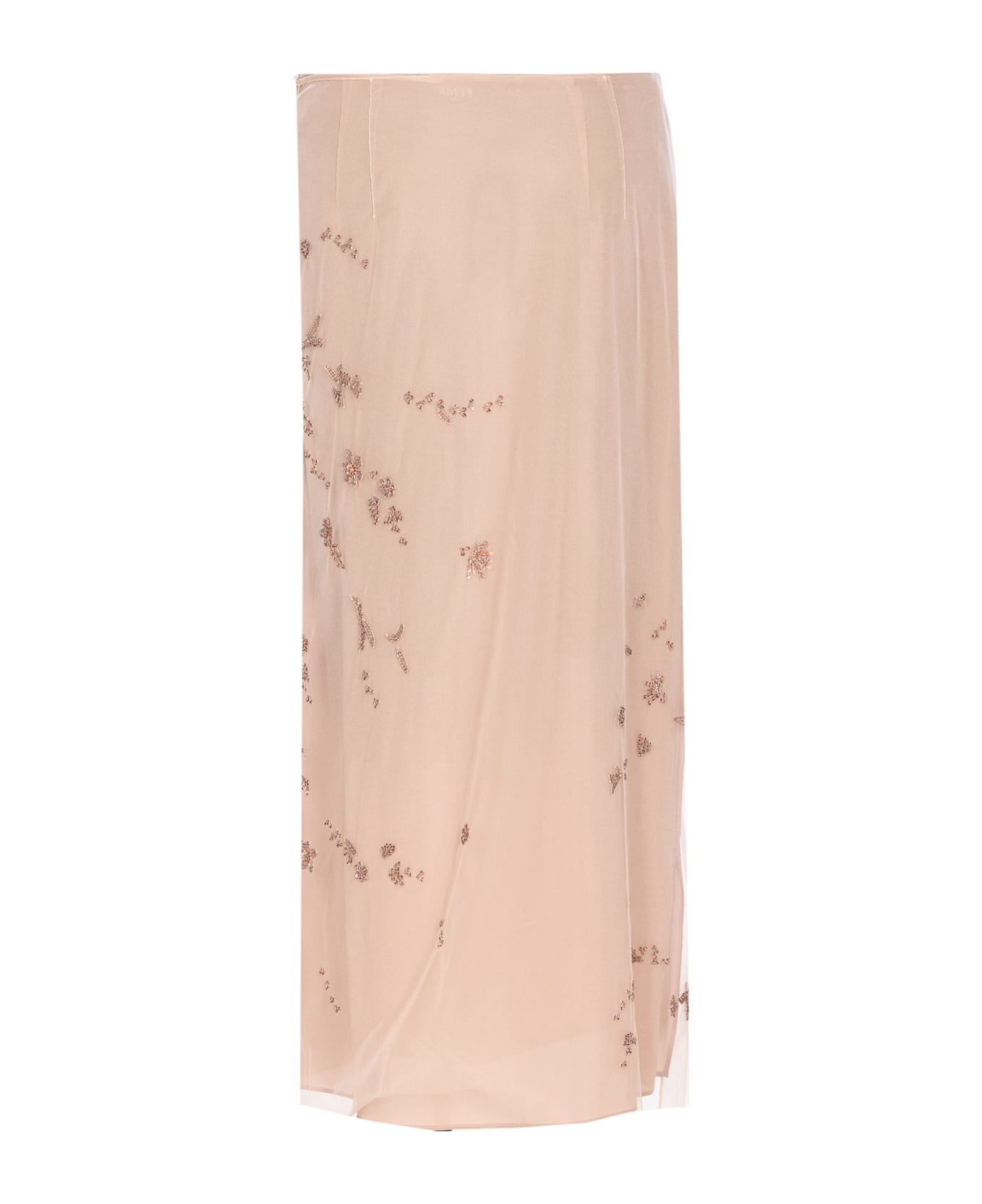 Fendi Tulle Embroidered Skirt - Carne