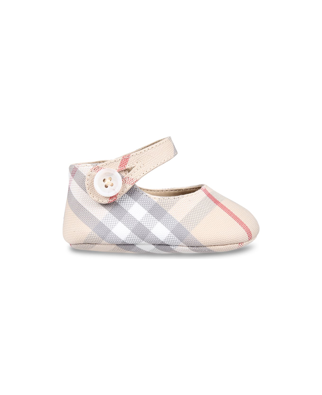 Burberry Beige Mary Jane Ballet Flats For Baby Girl Vintage Check - Pale Stone