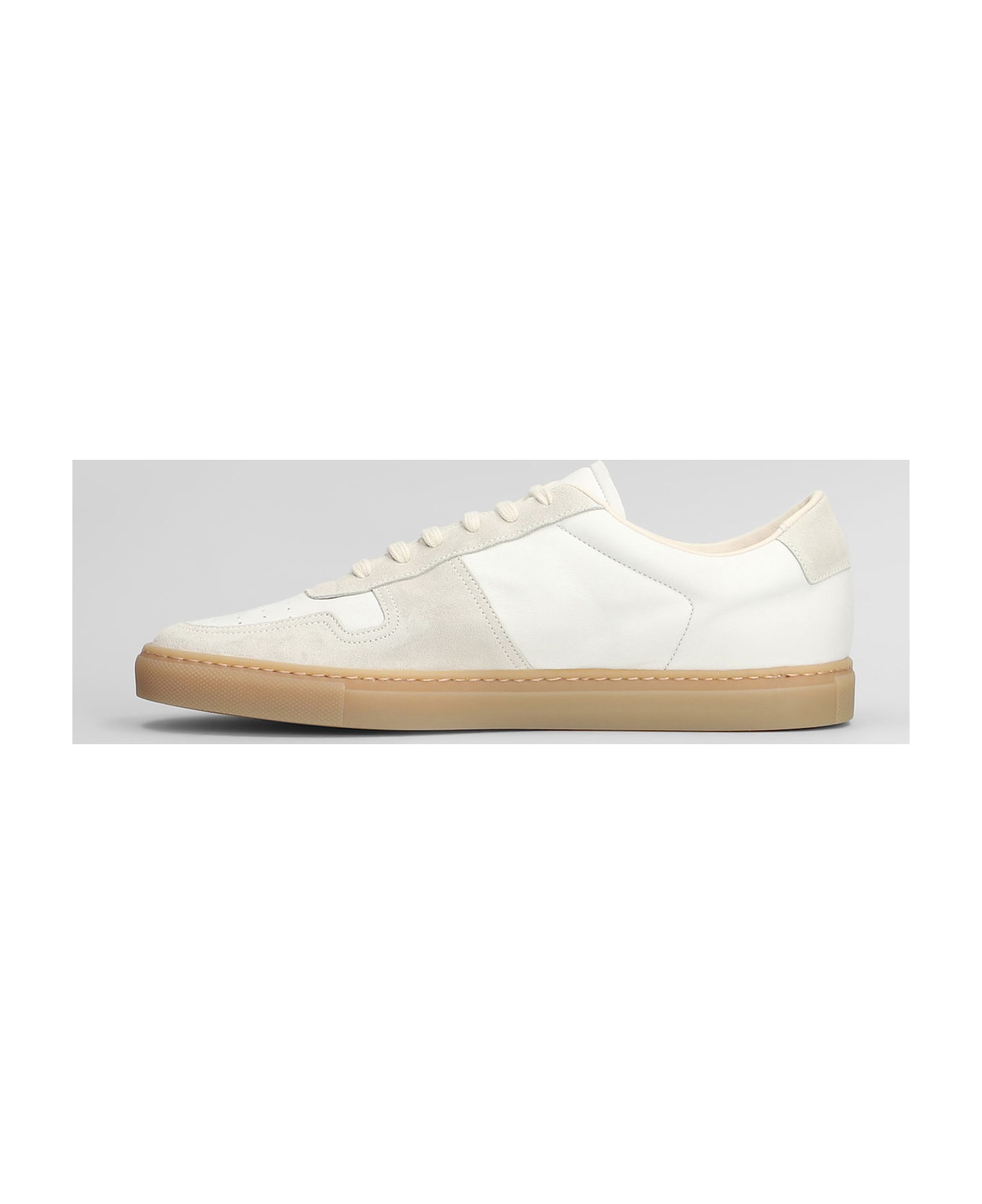Common Projects Bball Slim Sneakers In White Suede And Leather - white