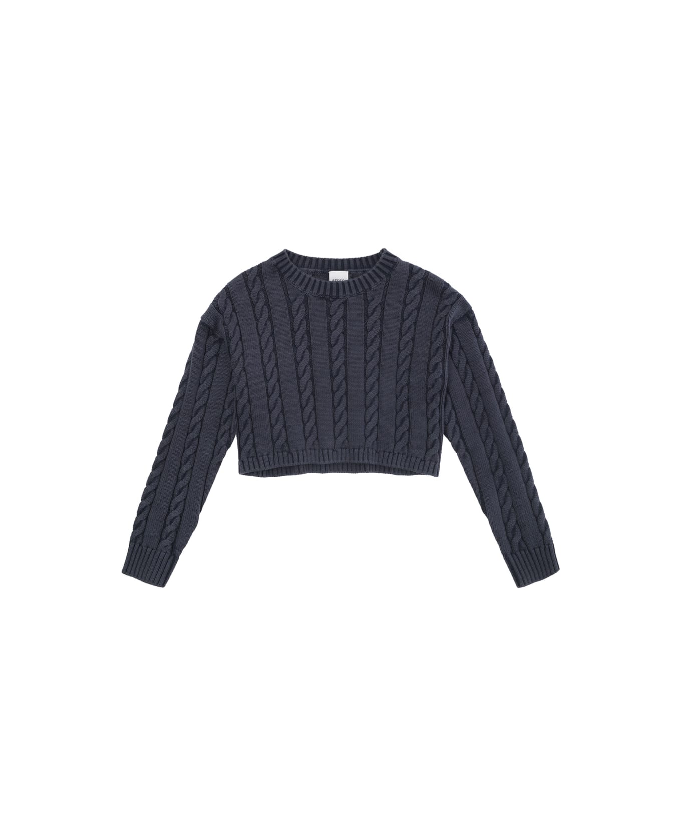 Aspesi Blue Crewneck Cable Knit Sweatshirt In Cotton Girl - Blu