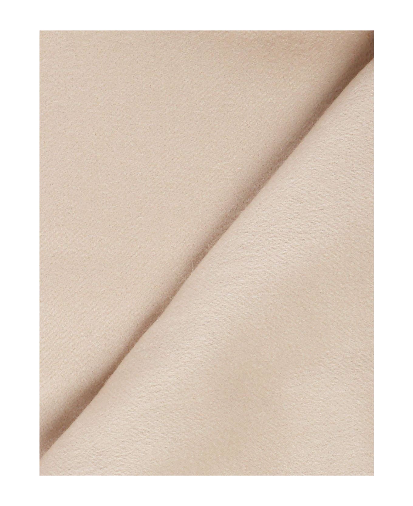 Max Mara Logo Embroidered Fringed Scarf - White