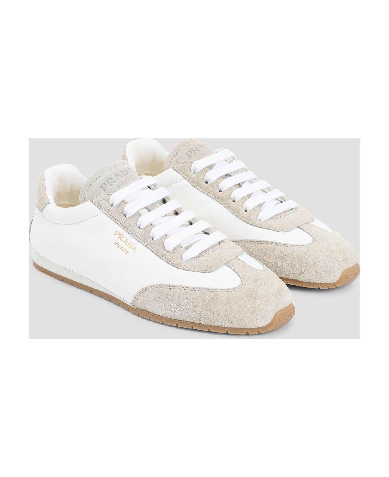 Prada Calf Leather Sneakers - Rg Avorio Pomice