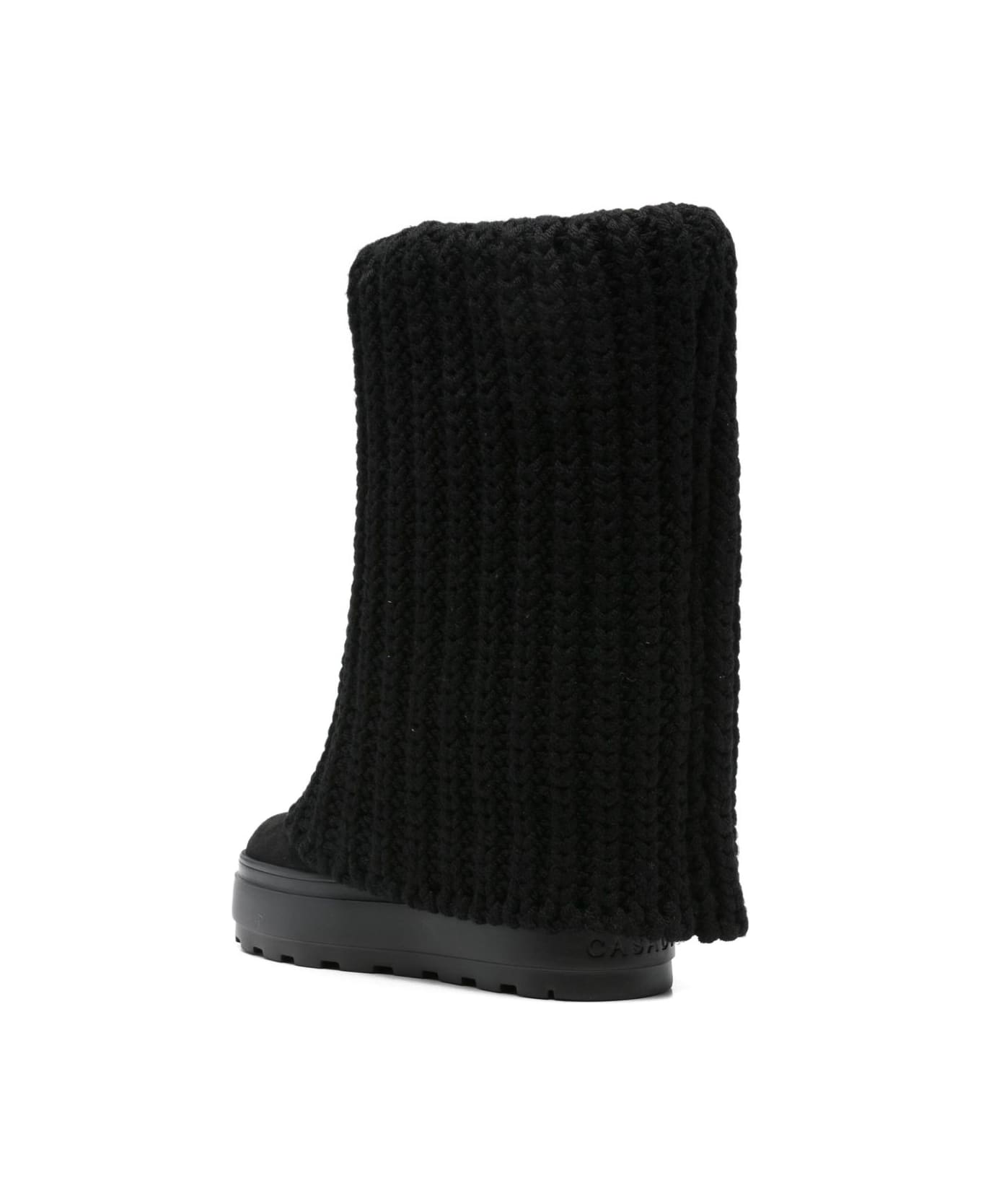 Casadei Tricot Wool Boots - Black