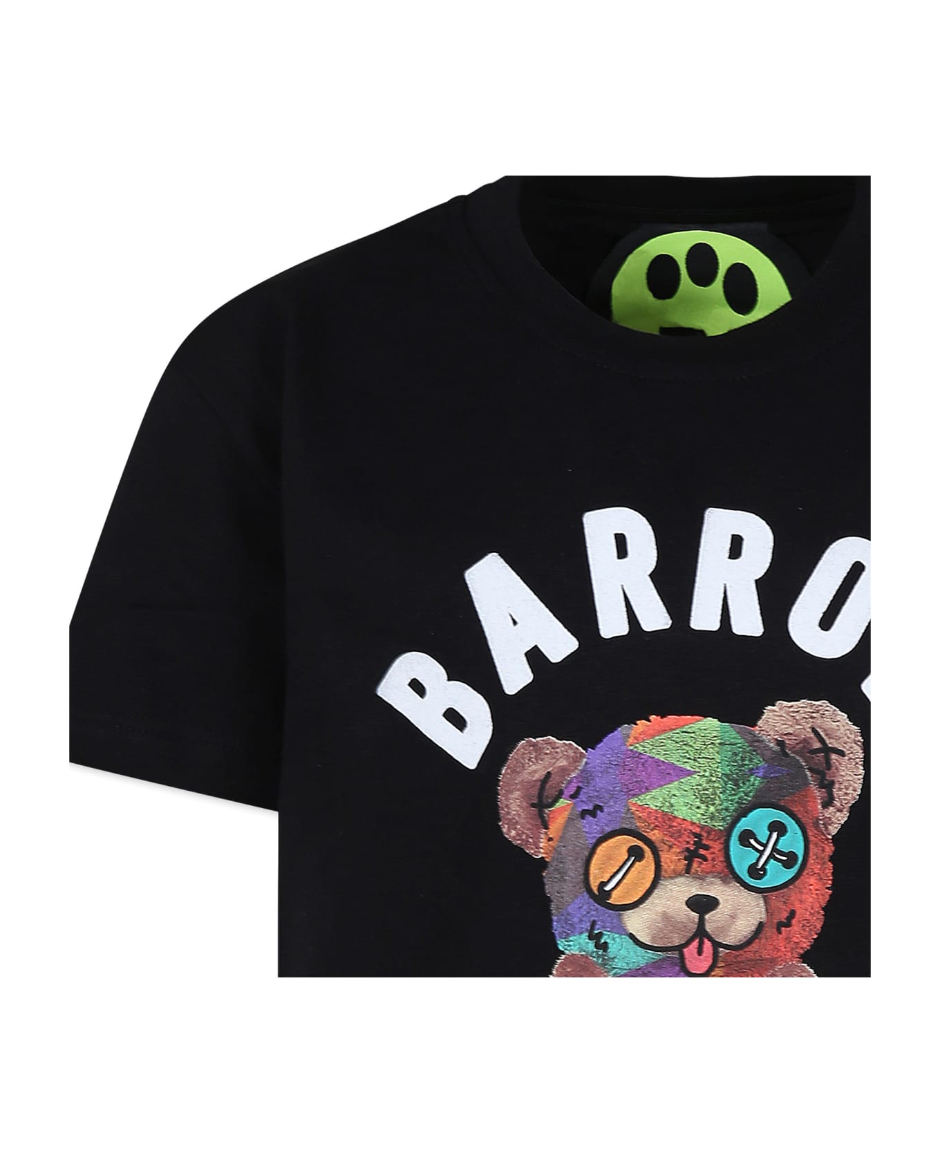 Barrow Black T-shirt For Kids With Bear Print - Nero