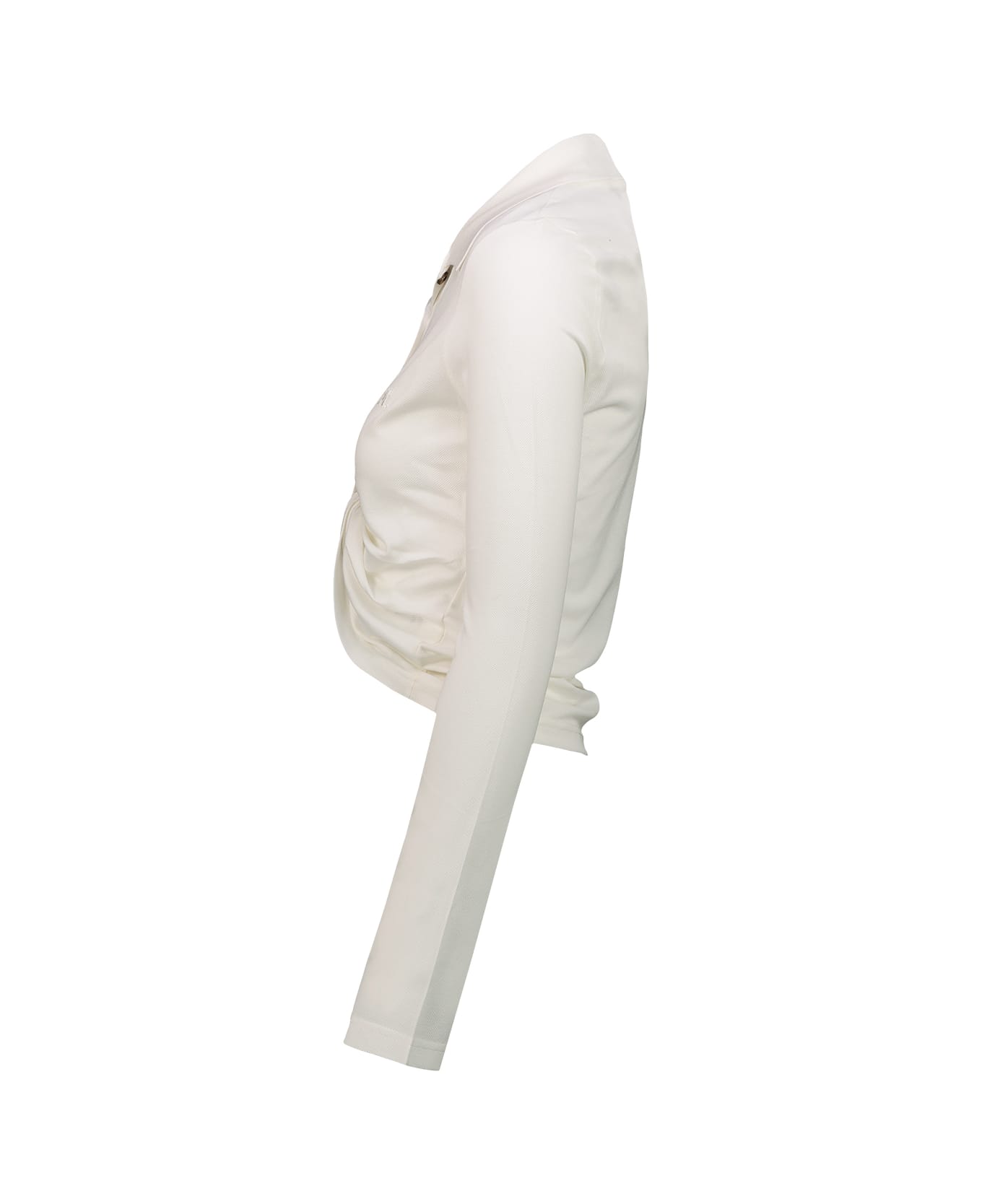 Courrèges Polo Twist Pique Crop - Heritage White