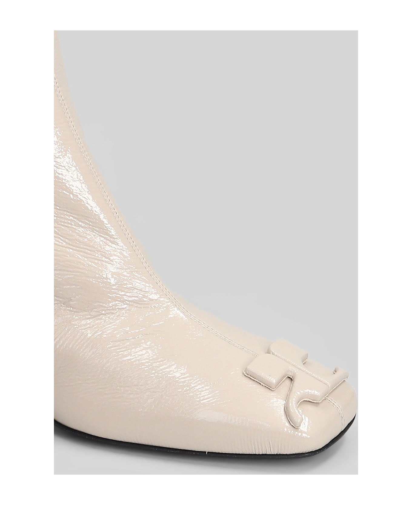 Courrèges High Heels Ankle Boots In Beige Leather - beige