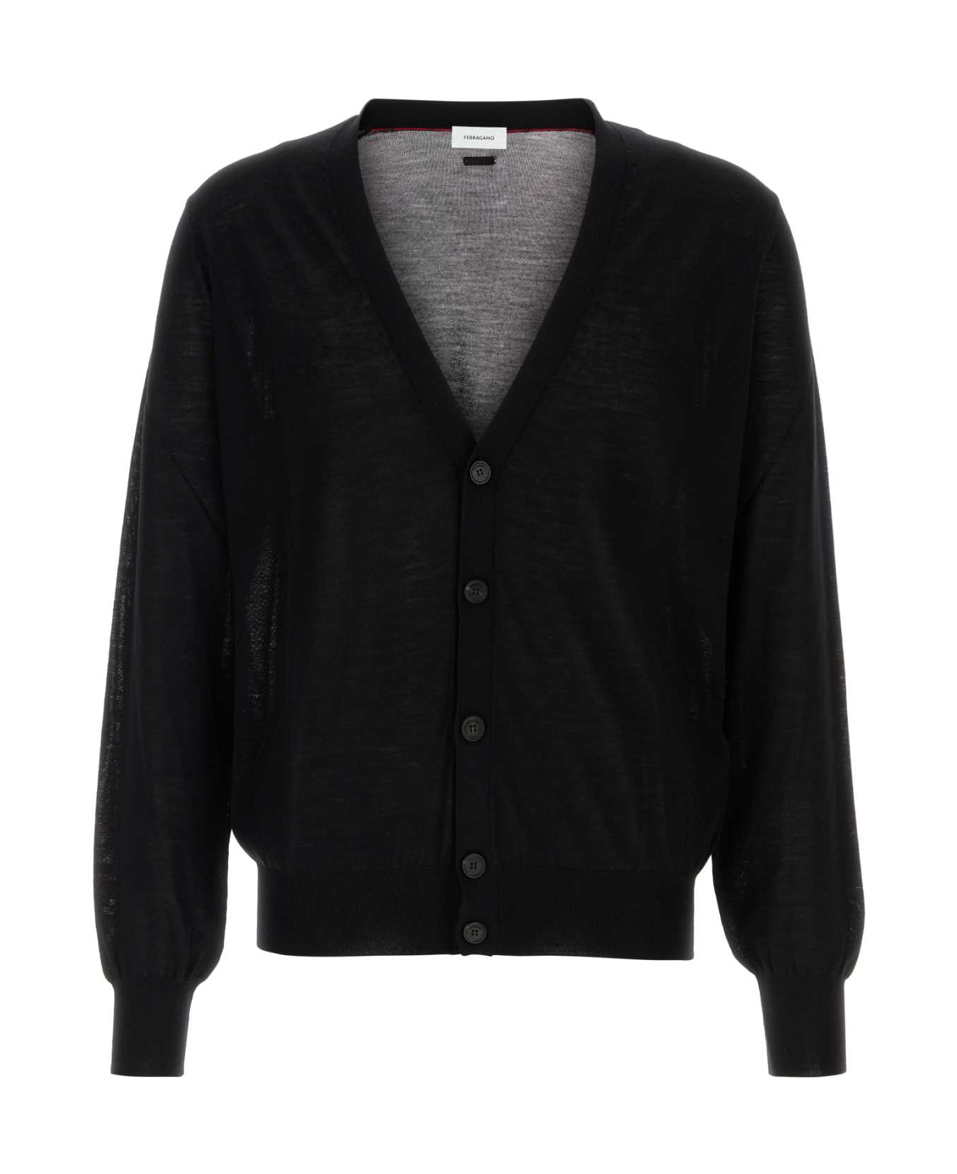Ferragamo Black Wool Blend Cardigan - BLACK