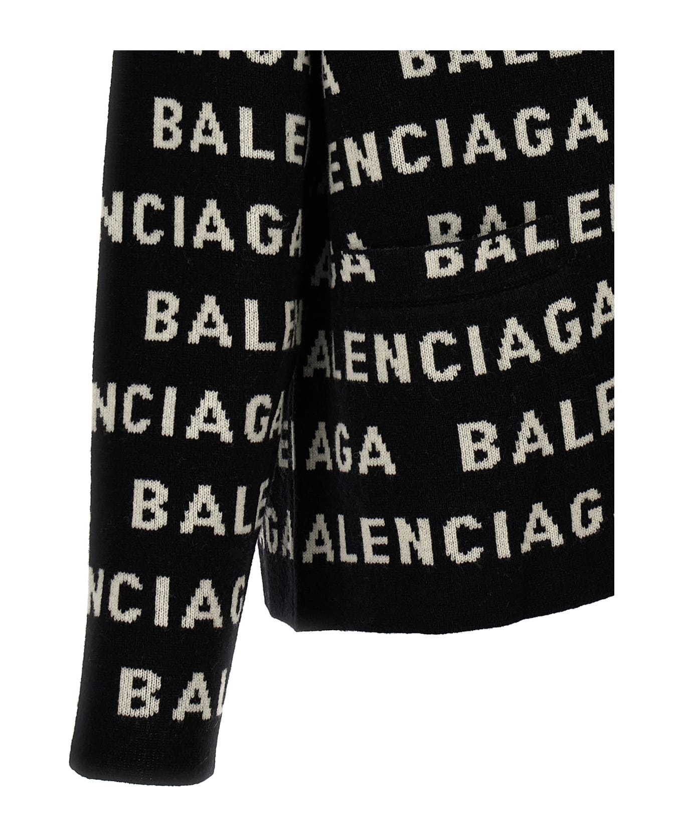 Balenciaga All-over Logo Cardigan - White/Black