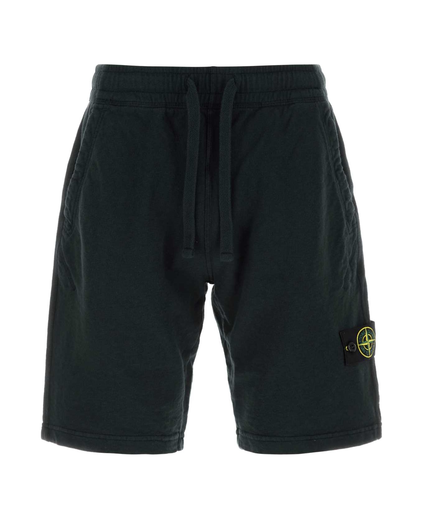 Stone Island Lack Cotton Bermuda Shorts - BLACK