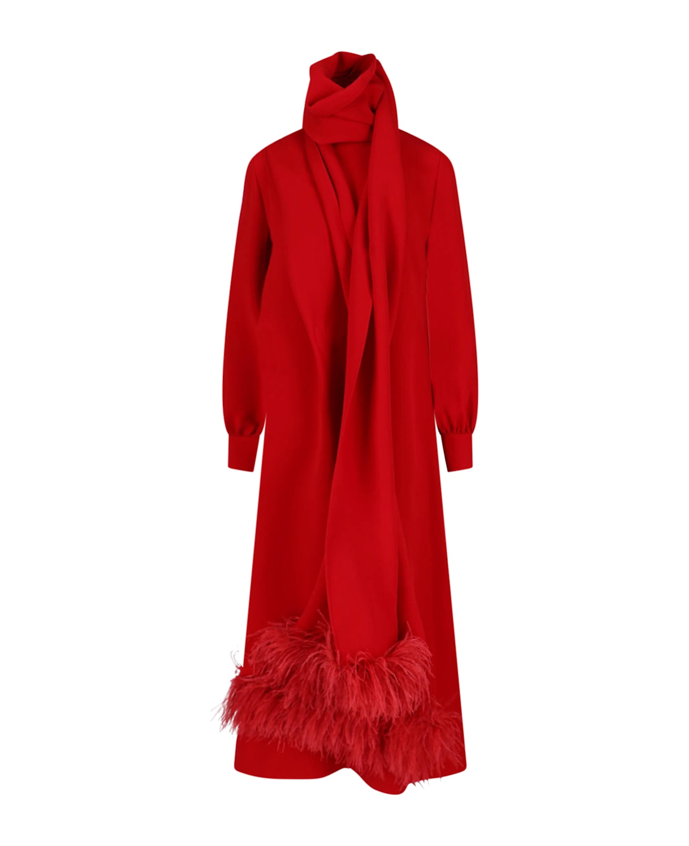 Valentino Maxi Silk Dress With Shawl - Red