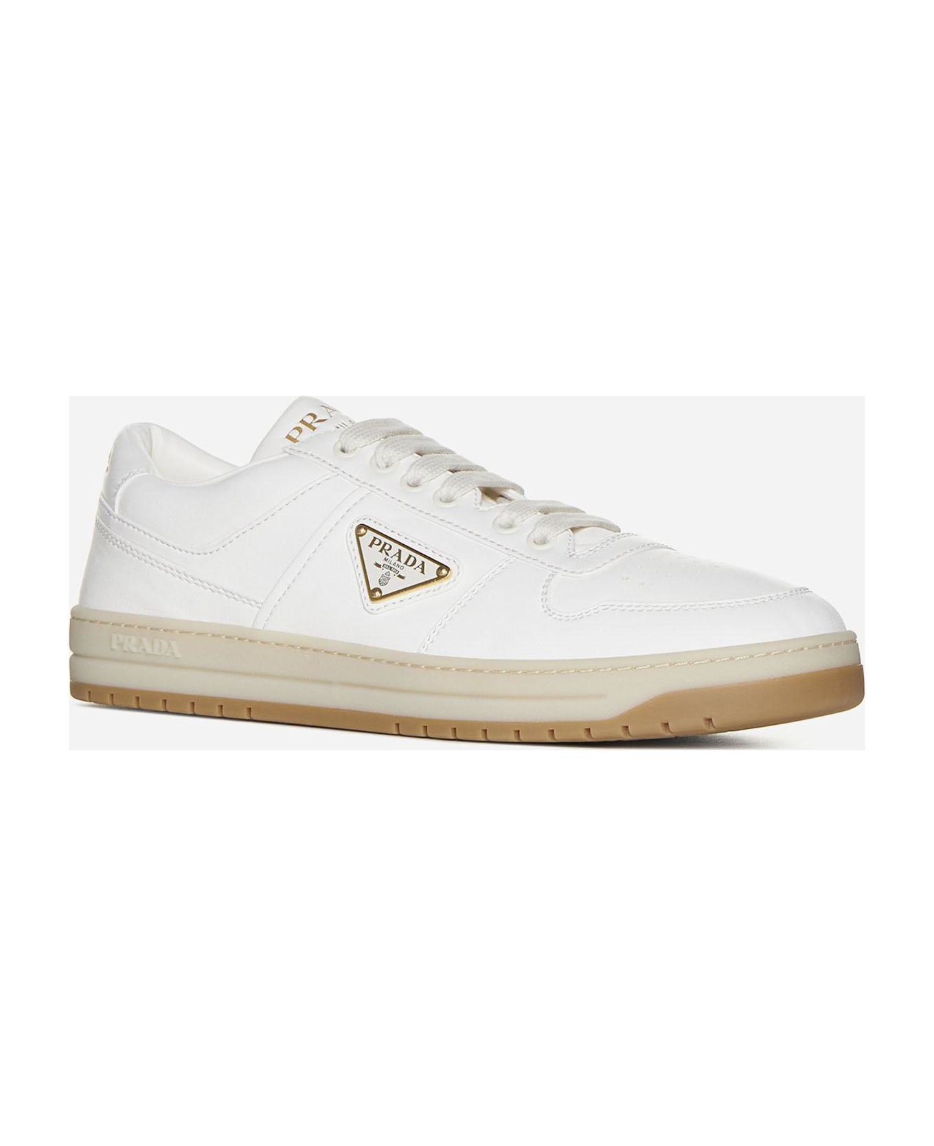 Prada Downtown Leather Sneakers - Avorio