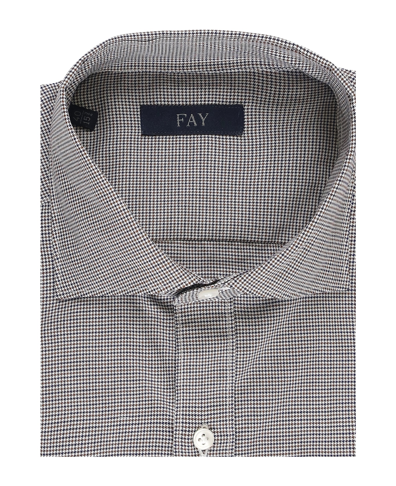 Fay Pied De Poule Shirt - Brown