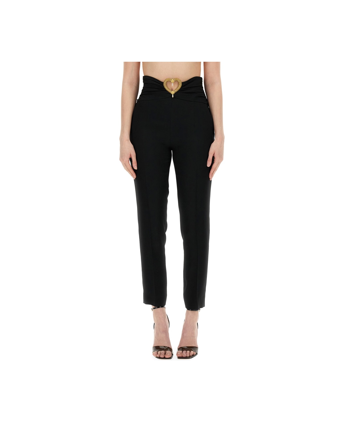 Moschino Pants With Heart Application - BLACK