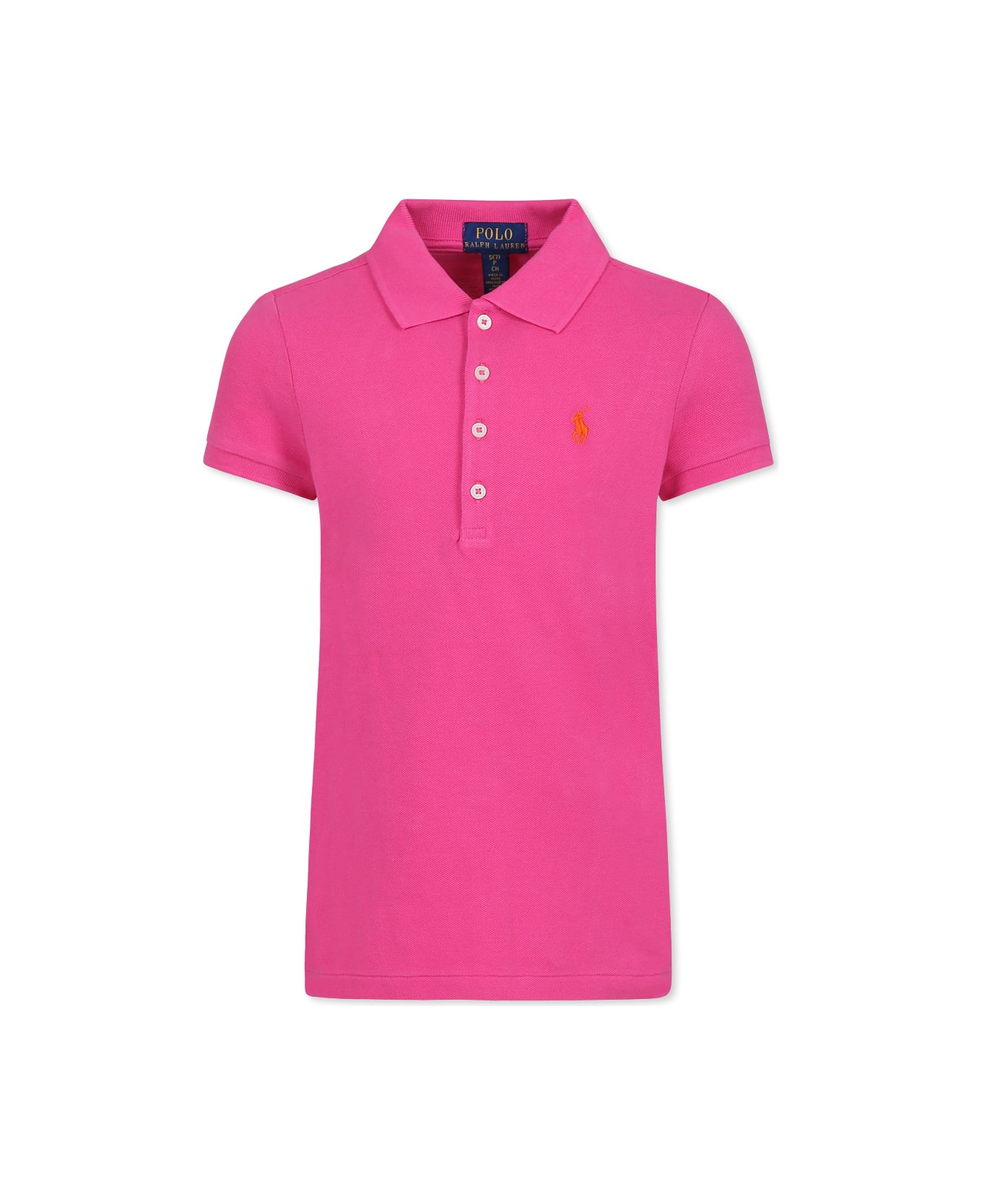 Ralph Lauren Fuchsia Polo Shirt For Girl With Horse - Fuchsia