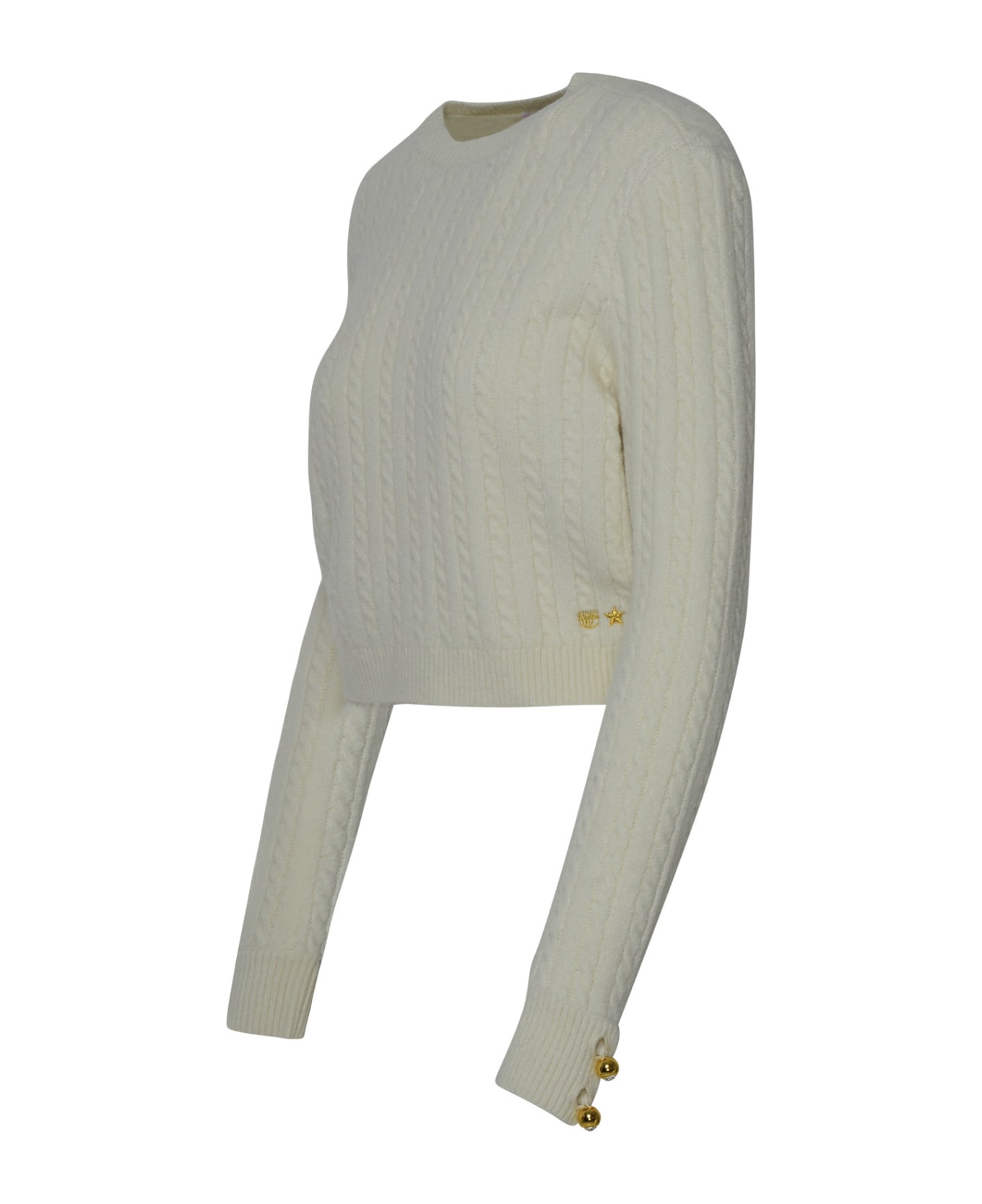 Chiara Ferragni Ivory Wool Blend Sweater - White