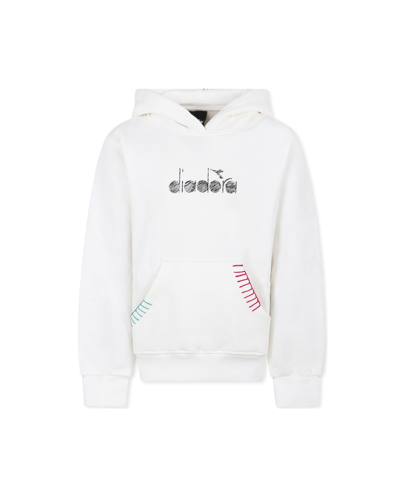 Diadora Ivory Sweatshirt For Girl With Logo - Ivory