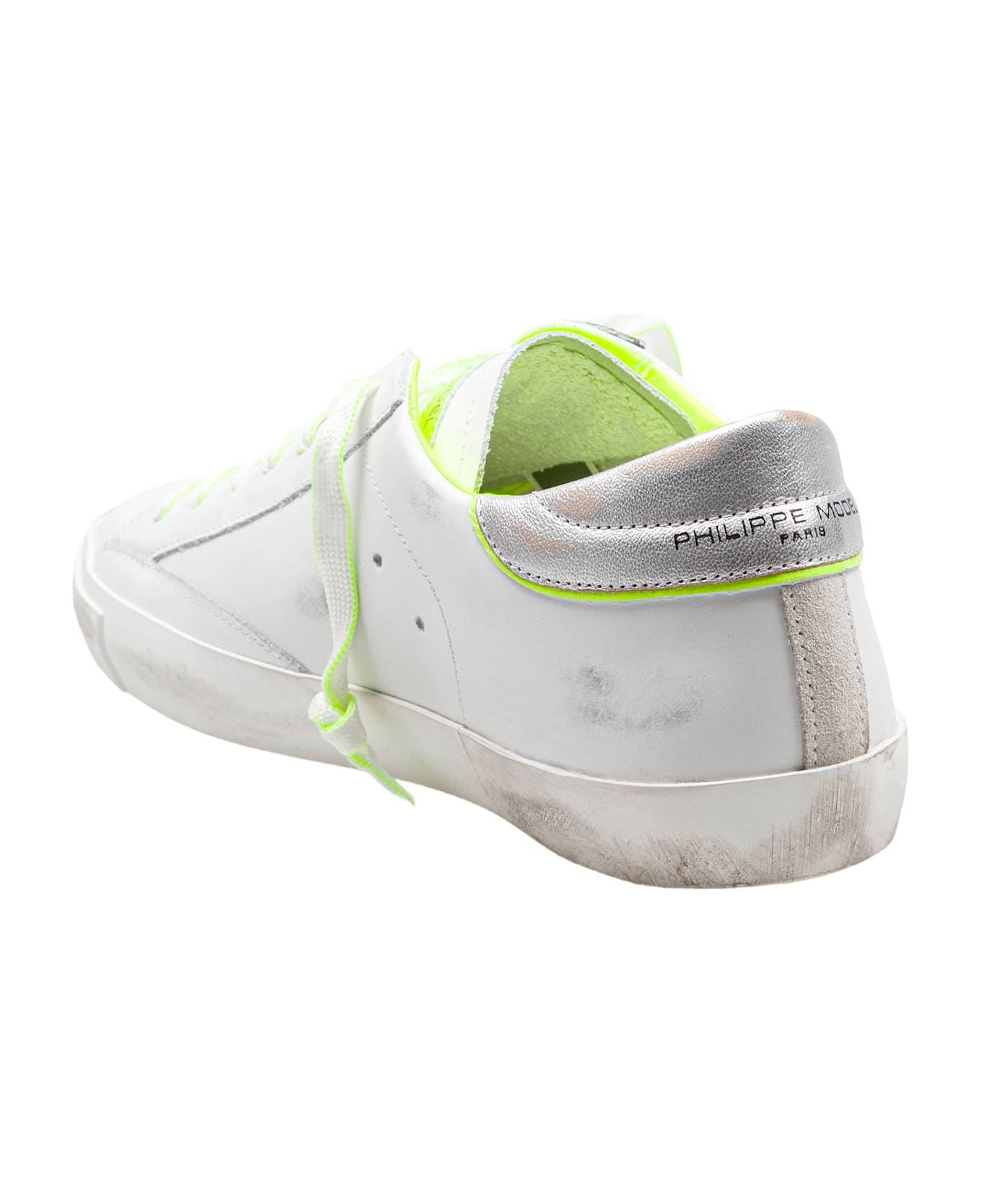 Philippe Model Prsx Leather Sneakers Color White/yellow - Blanc/Jaune