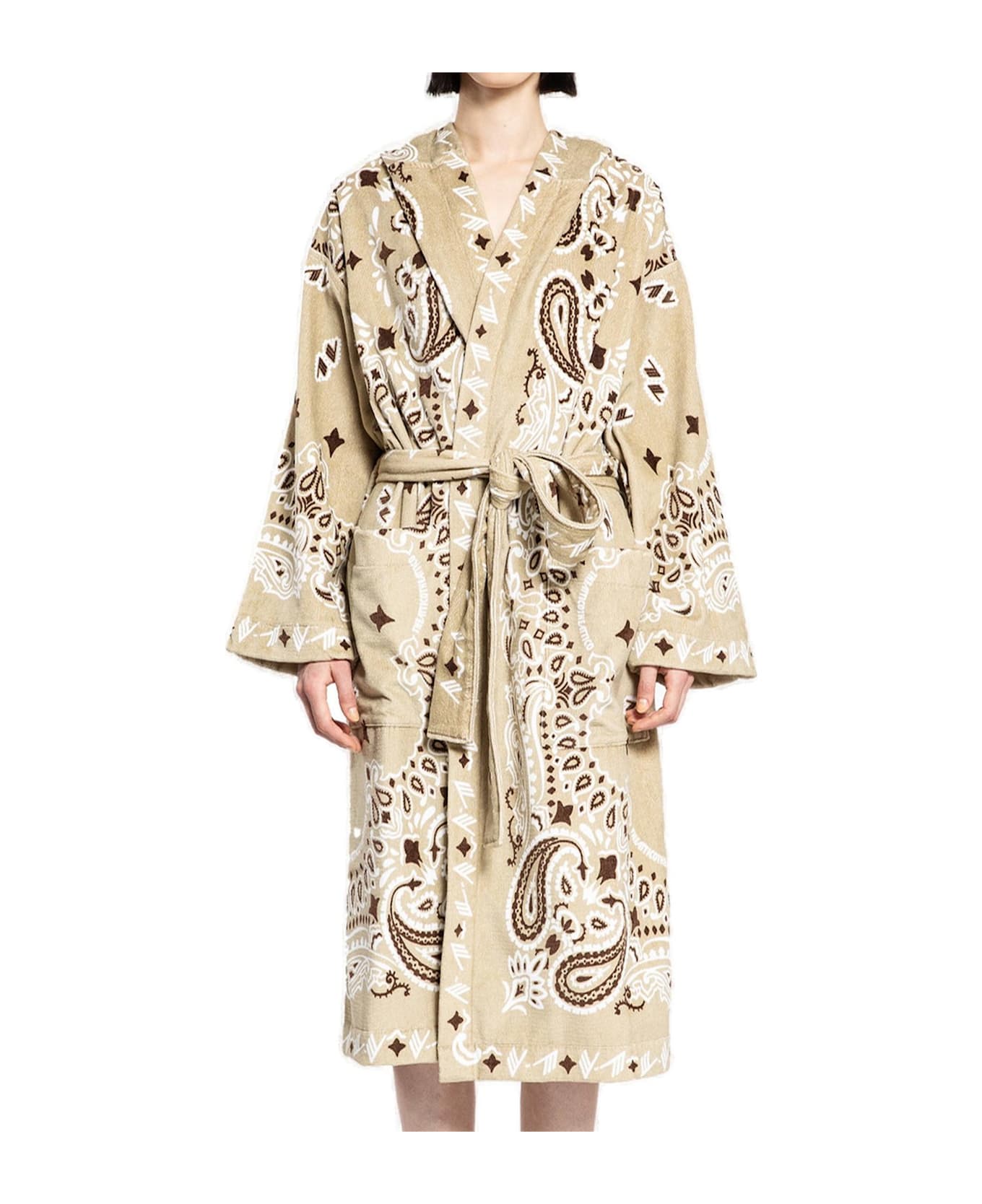 The Attico Paisley Printed Belted Bath Robe - Beige