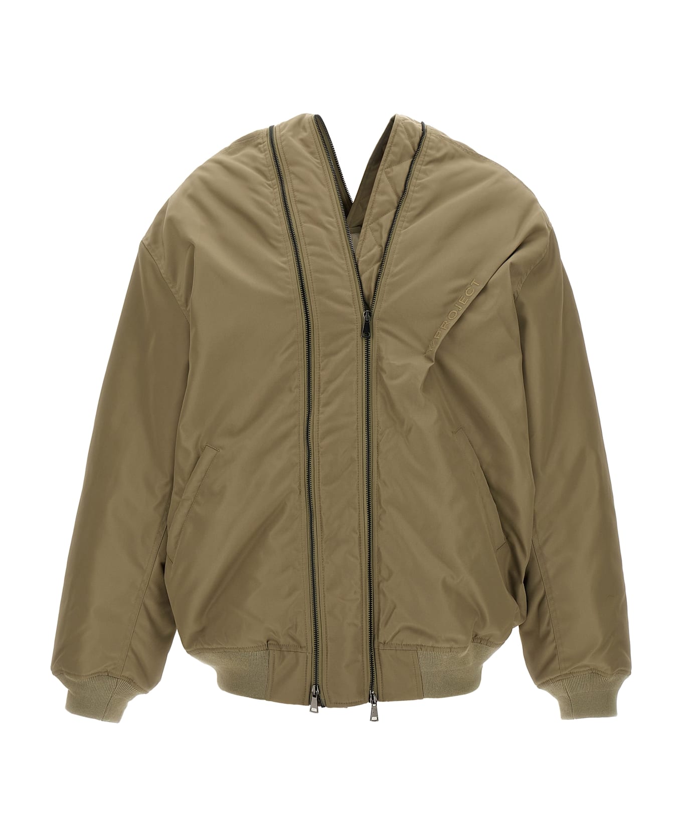 Y/Project 
double Zip Pinched Logo
 Jacket - Beige