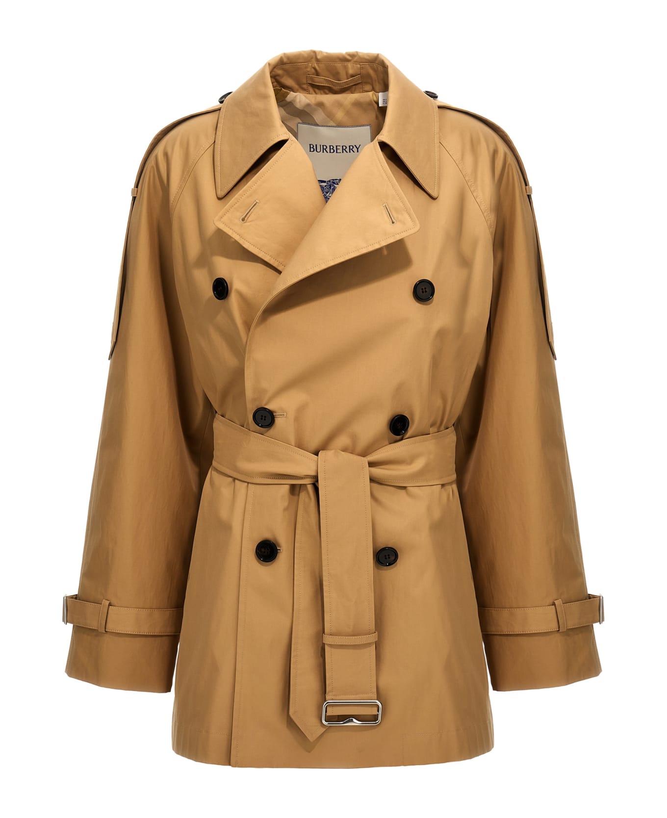 Burberry Double-breasted Short Trench Coat - Beige