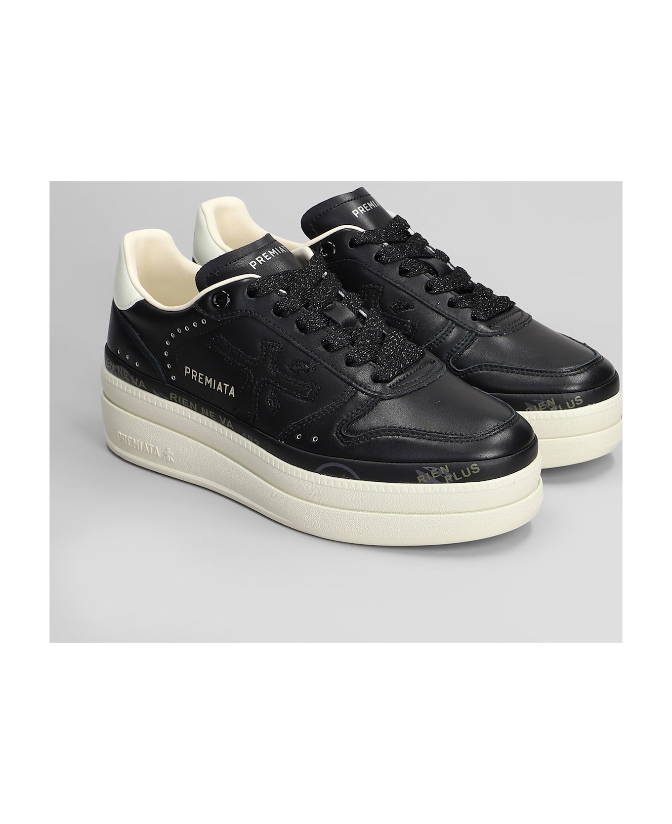 Premiata Micol Sneakers In Black Leather - black