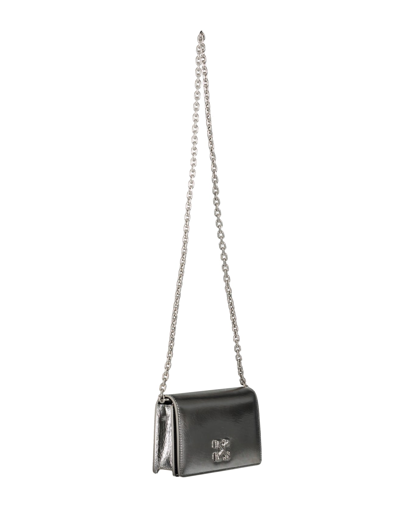 Off-White Jitney Leather Crossbody Bag - silver