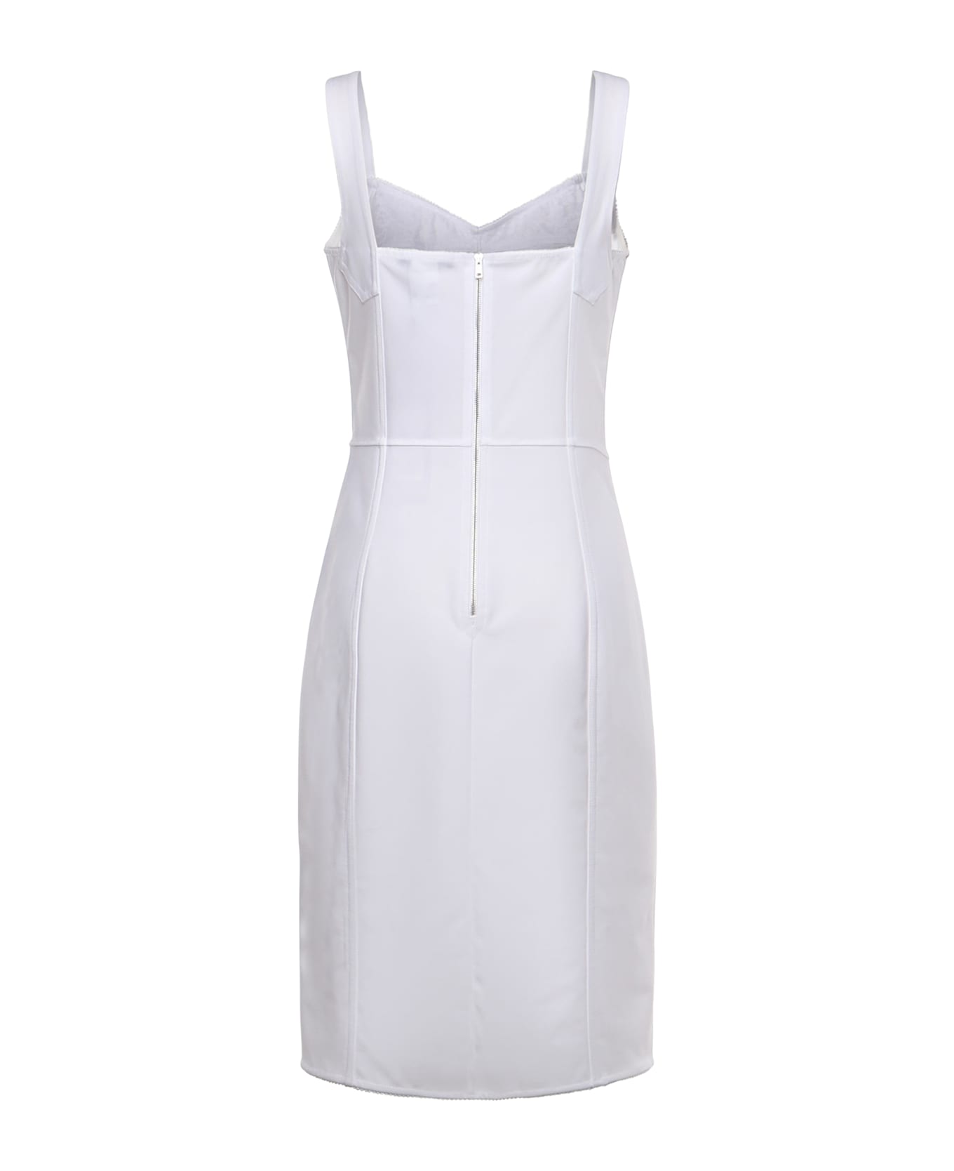 Dolce 
Gabbana Corset Dress In Technical Fabric And Lace - White