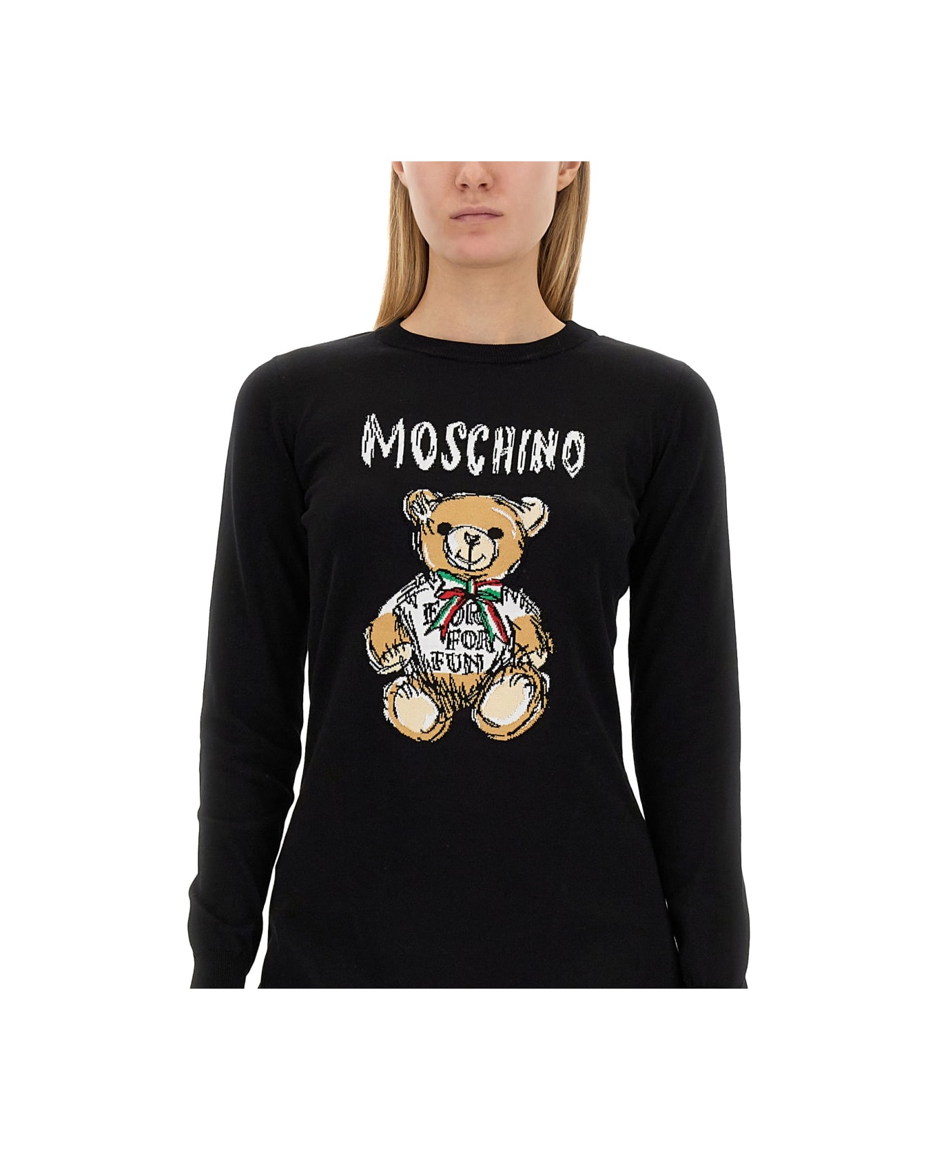 Moschino "drawn Teddy Bear" Dress - BLACK