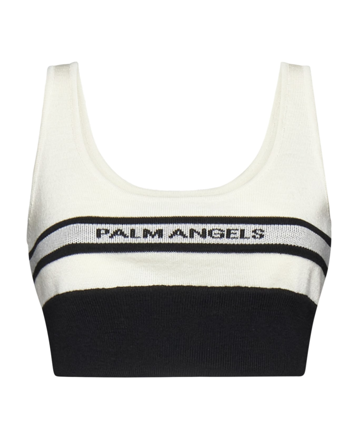 Palm Angels Wool Knit Bra Top - Black butter