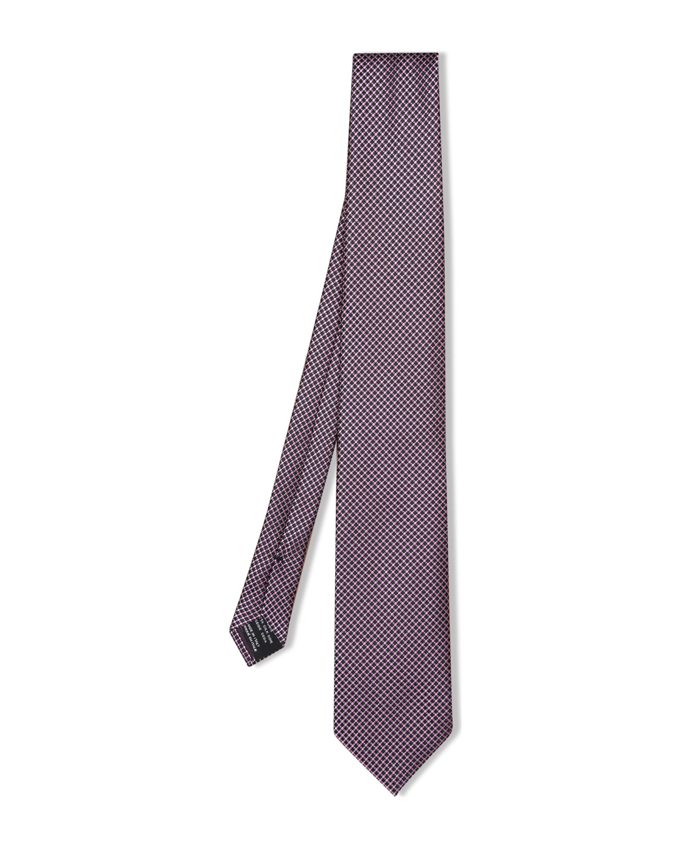 Tom Ford Silk Tie In Black/pink Micro Pattern 8cm - Pink