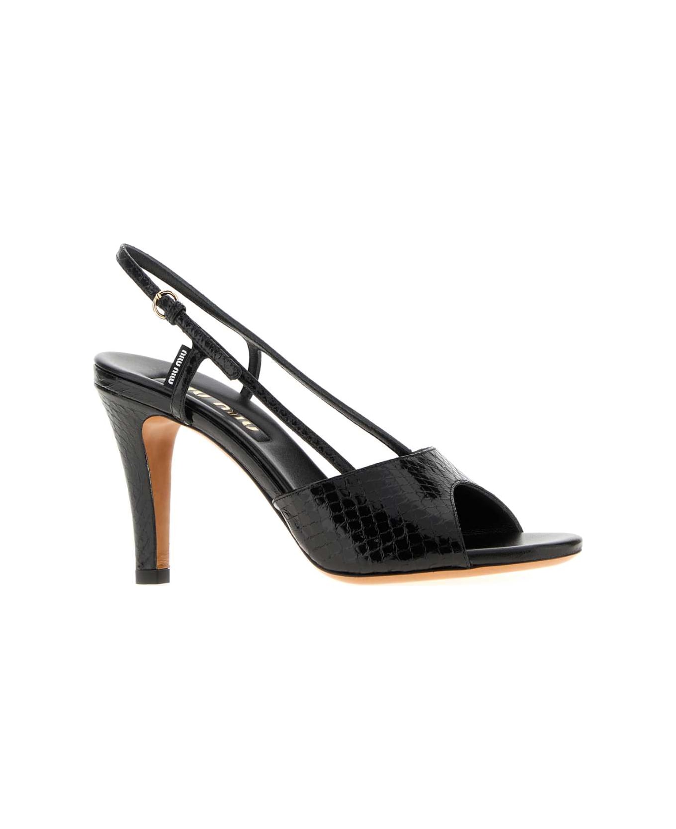 Miu Miu Black Leather Sandals - NERO