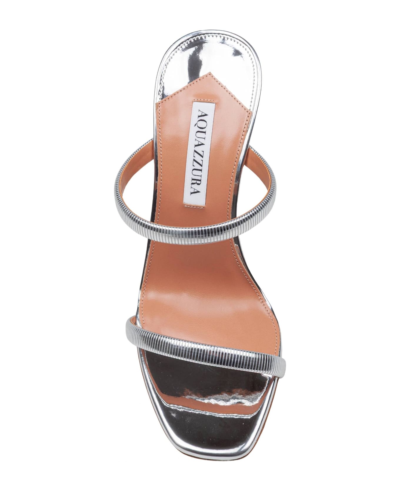 Aquazzura Aquazzurra Riviera Chain Wedge Sandal In Mirror-effect Leather Silver Color - Silver