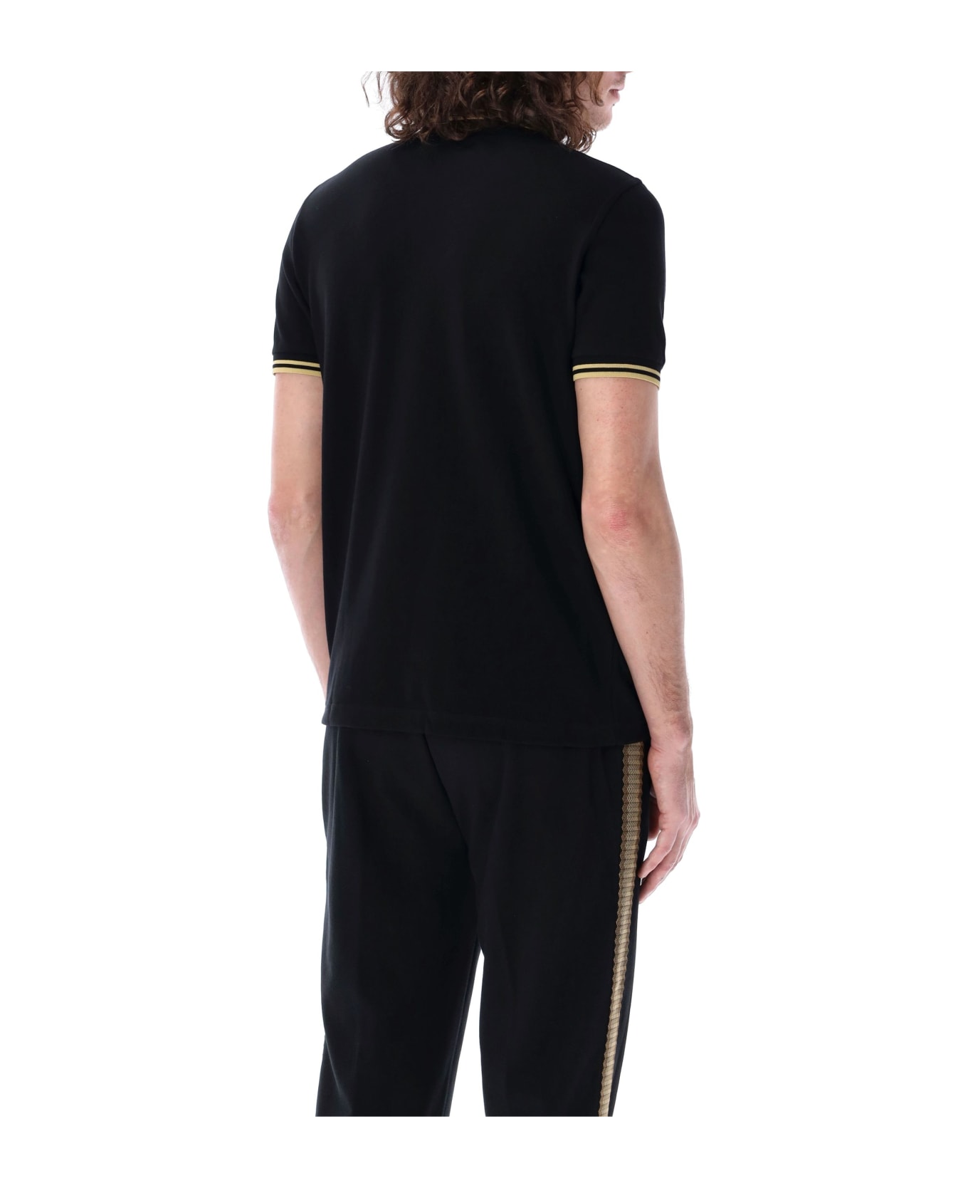 Fred Perry The Original Twin Tipped Piqué Polo Shirt - BLACK CHAMPAGNE