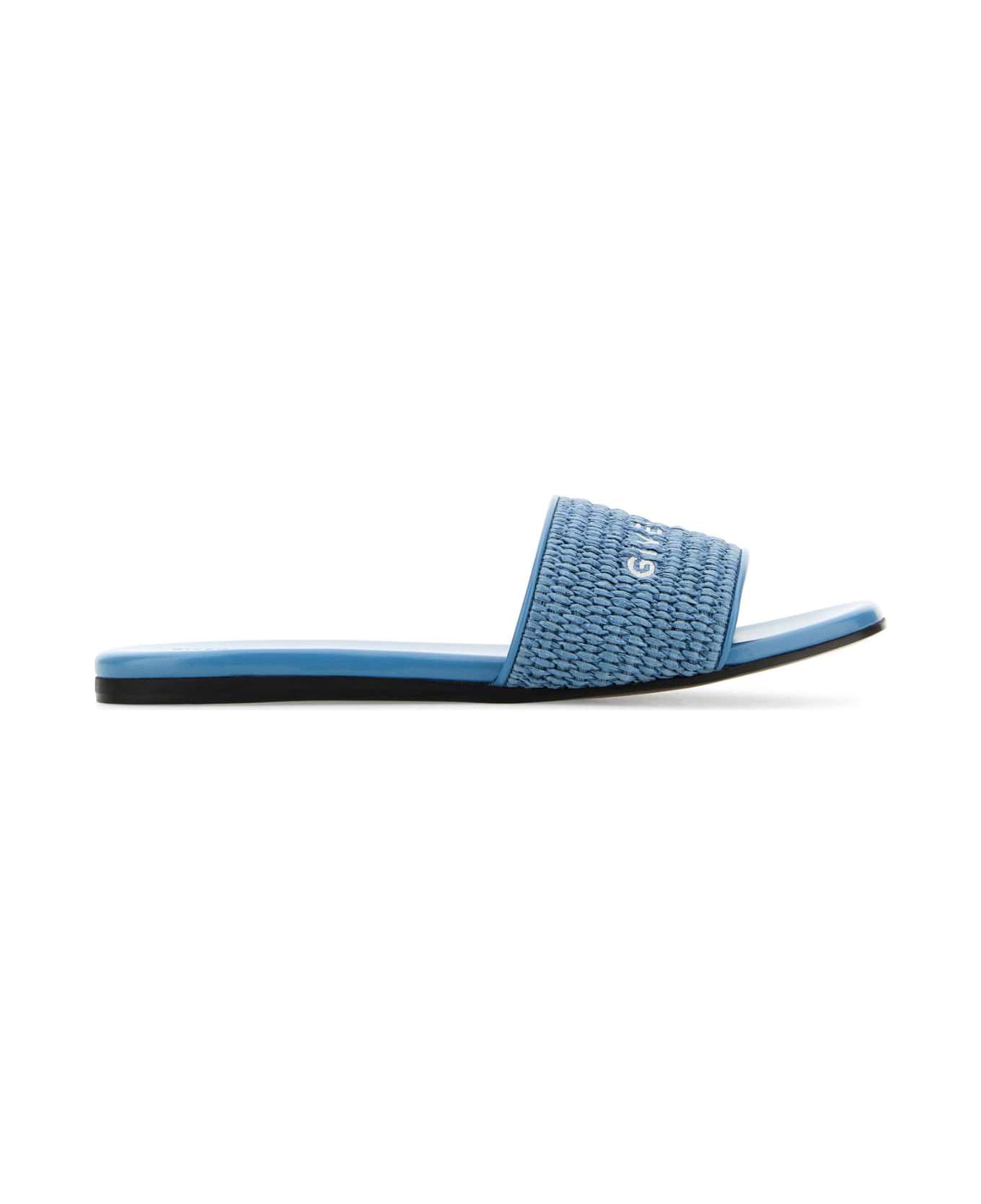 Givenchy Denim Blue Raffia 4g Slippers - DENIMBLUE