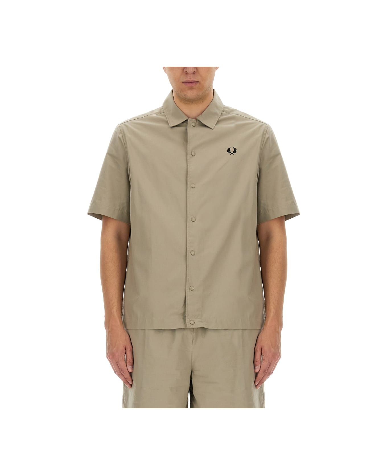 Fred Perry Shirt With Logo Embroidery - BEIGE