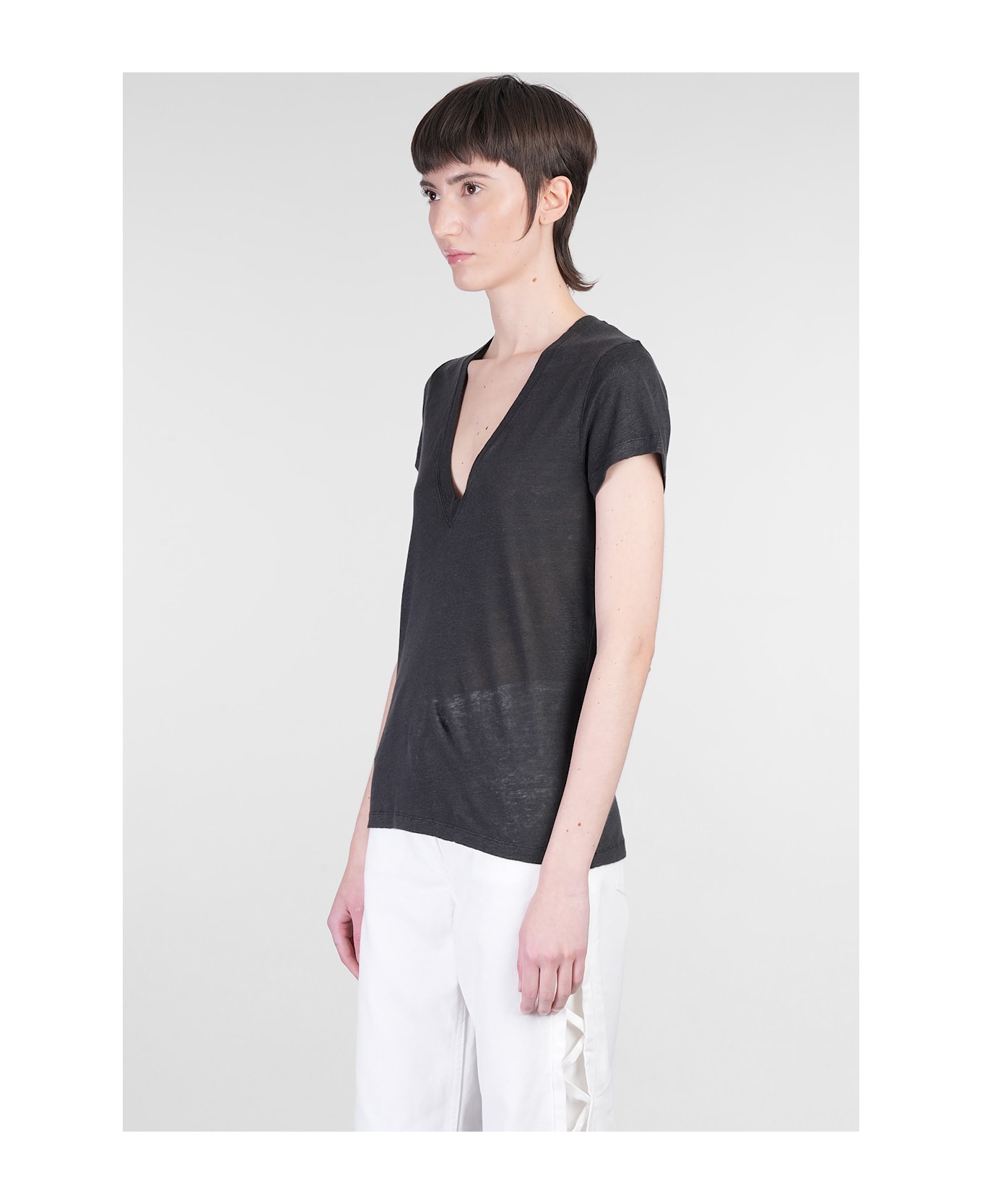 IRO Rodeo T-shirt In Black Linen - black