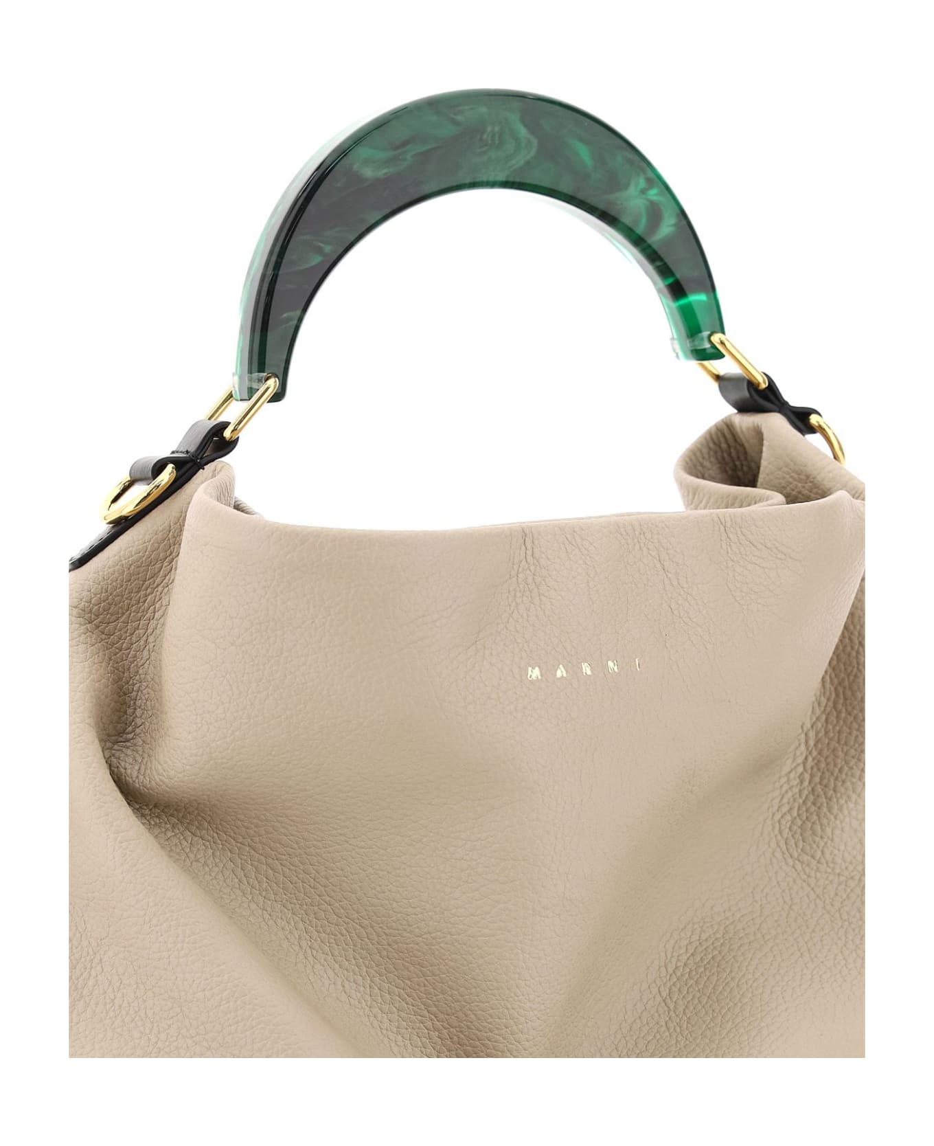 Marni Hobo Medium Bag With Resin Handle - Neutro