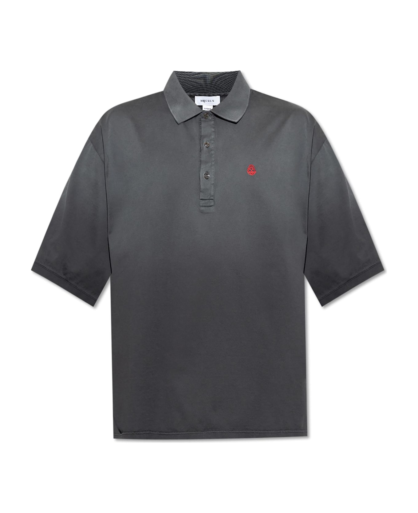 Alexander McQueen Cotton Polo With Embroidered Logo - Black