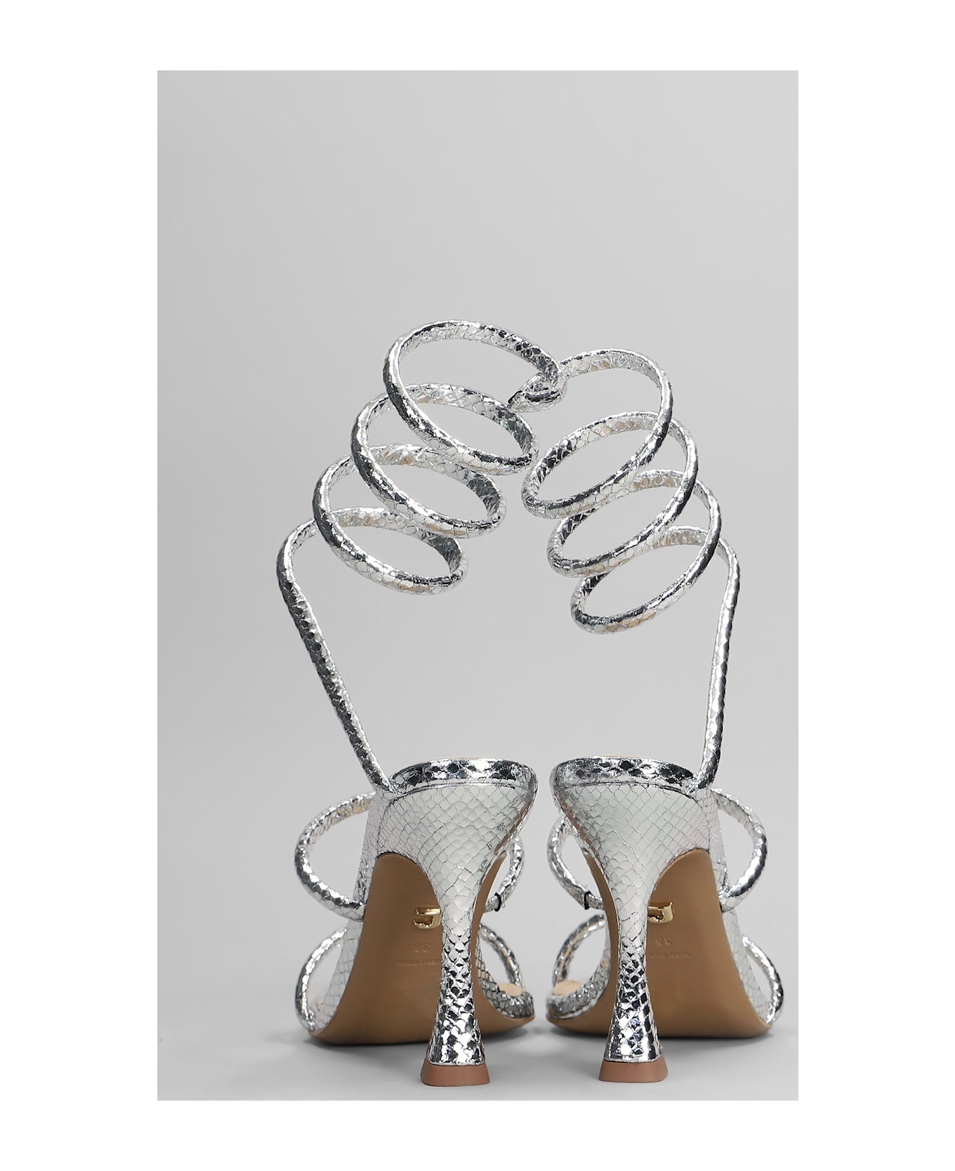 Lola Cruz Greta 95 Sandals In Silver Leather - silver